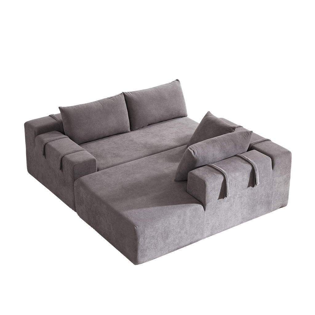 Modern Chenille Upholstered Sectional Sofa Couch Set,Modular 108' L Shaped Sectional Living Room Sofa Set With 6 Pillows,Free Combination Sofa Couch for Living Room,Bedroom(Right Chaise)W834P240002