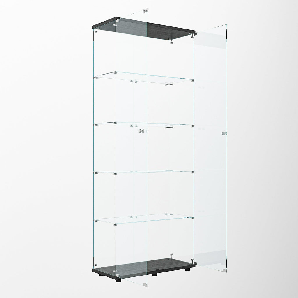 Tempered glass display cabinet,liquorcabinet,storagecabinet,filecabinet,with paipai lights,with locks,bottom equipped with adjustable feet,suitable for uneven,living room bedroom,corridor,office,black