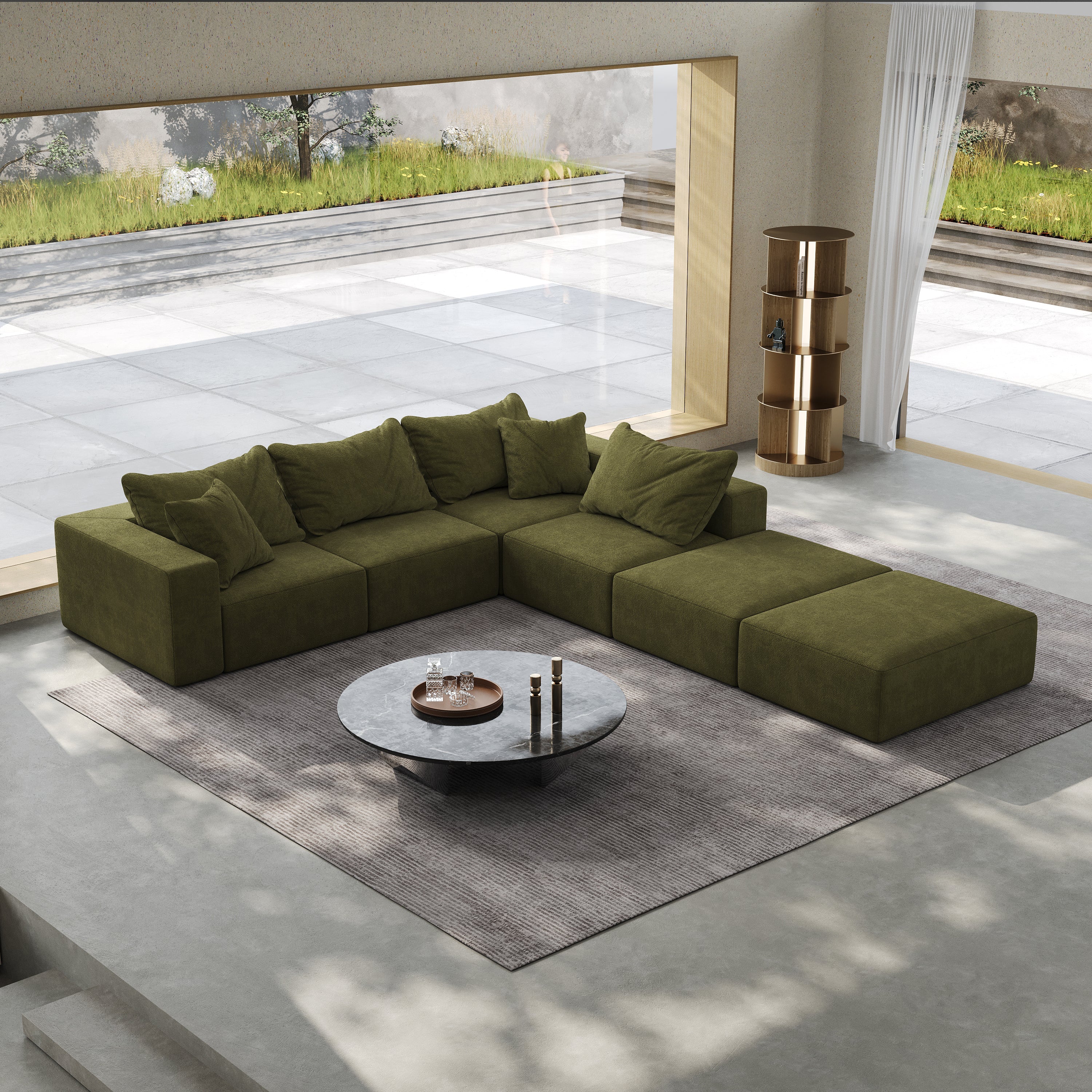 Oversized sponge cloud sofa,Modern Upholstered Sectional Sofa Couch Set,Modular 162' L Shaped Sectional Living Room Sofa Set With 6 Pillows,Free Combination Sofa Couch for Living Room,BedroomWF055