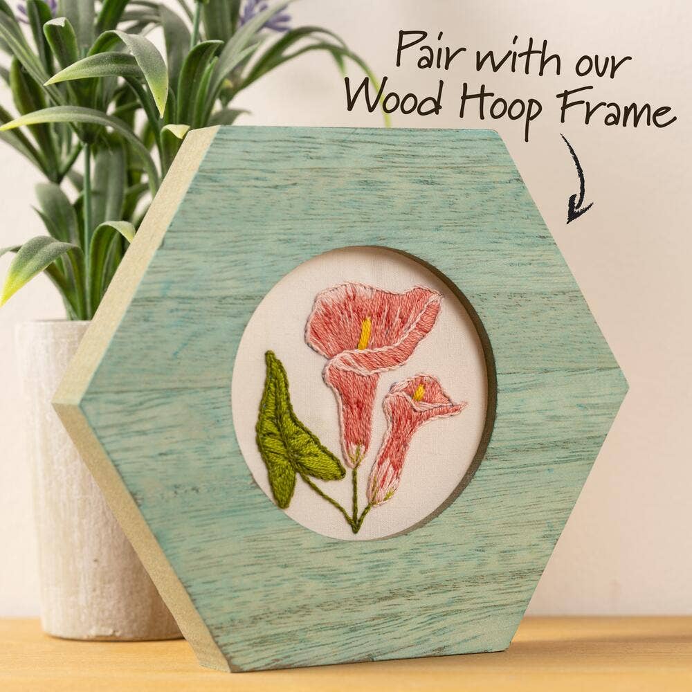 Bucilla Delicate Lily Stamped Embroidery Kit – 3" Floral Embroidery Hoop