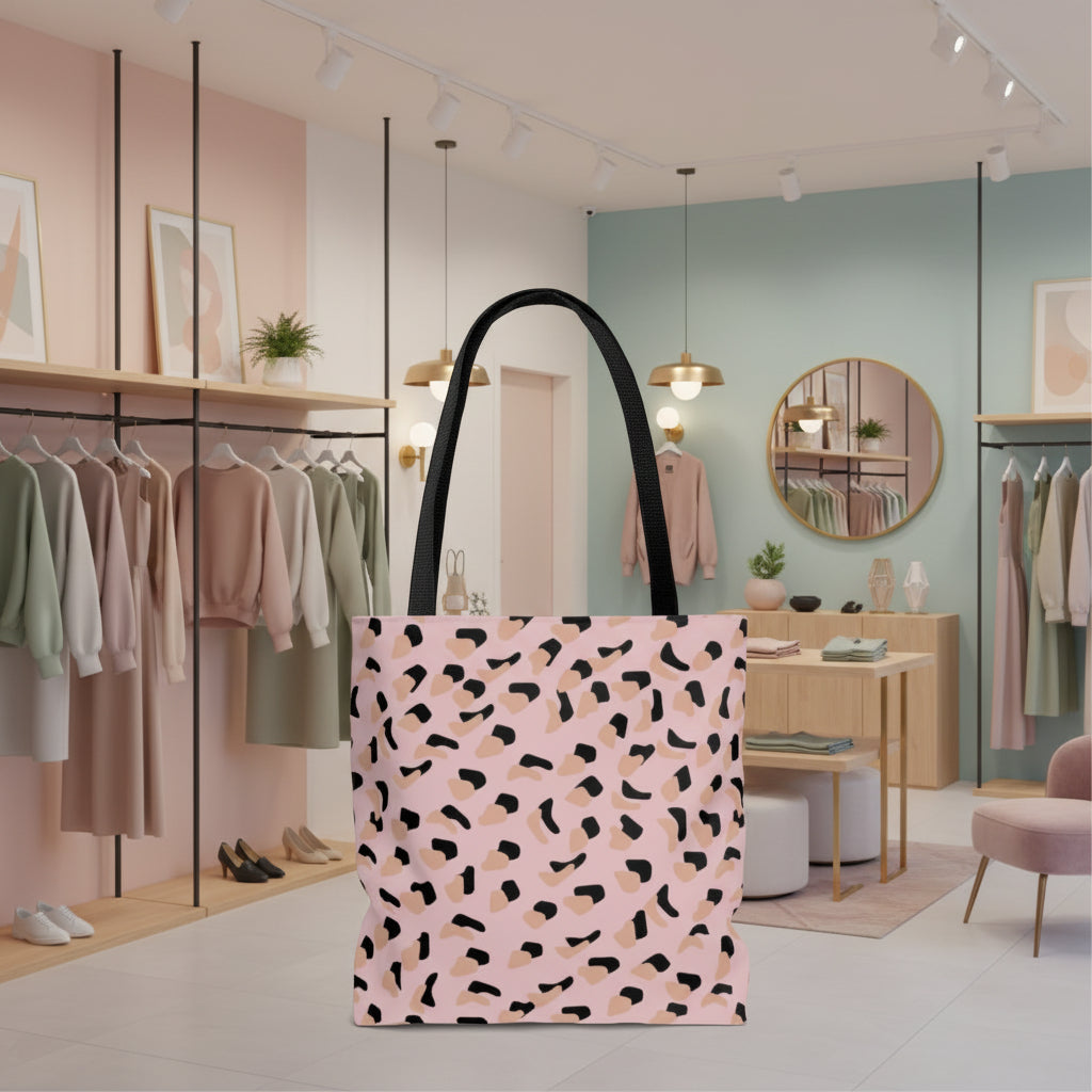 Pink Leopard Print Shopper Tote Bag Medium