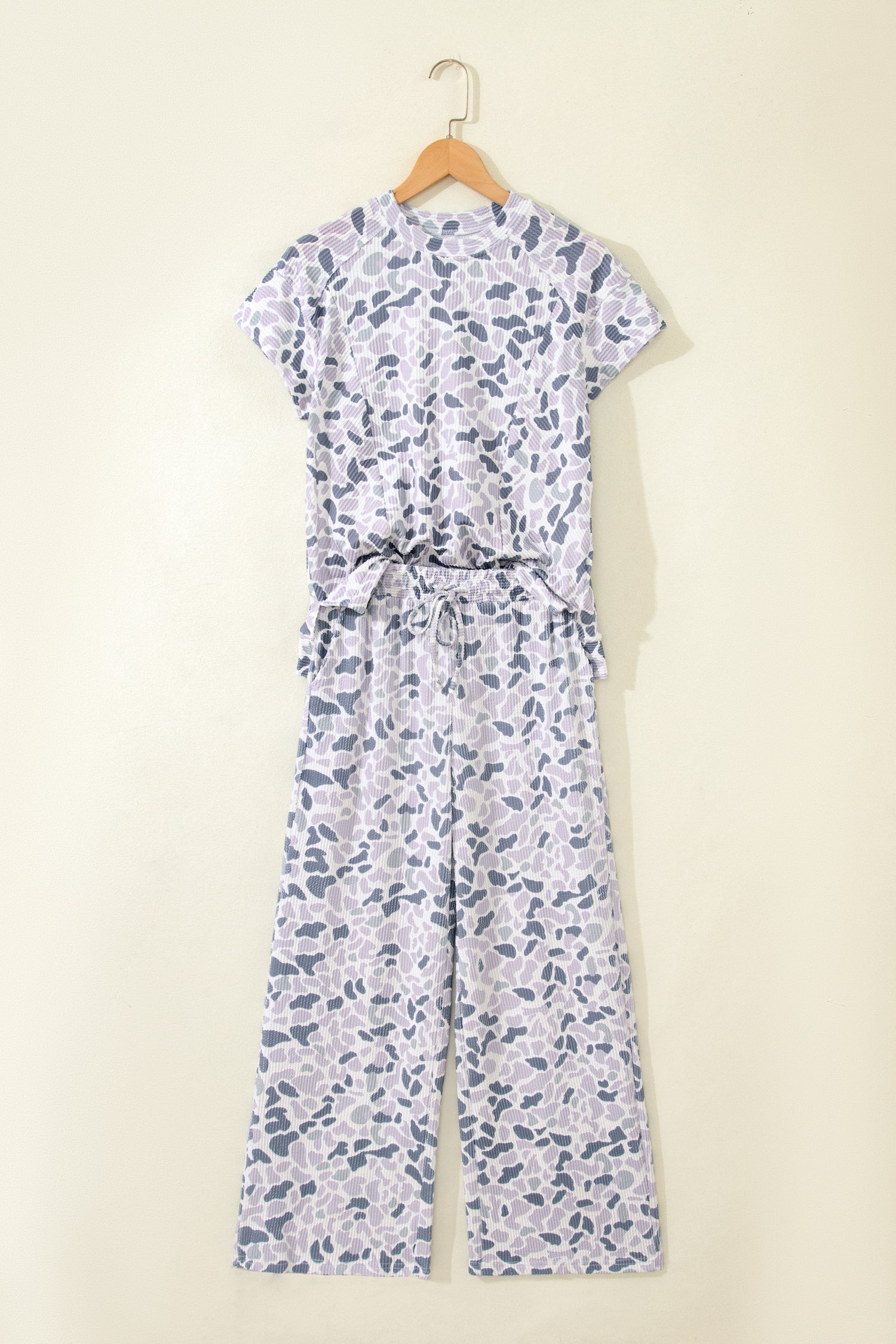 Camo Corded Knit Tee & Drawstring Pants Set
