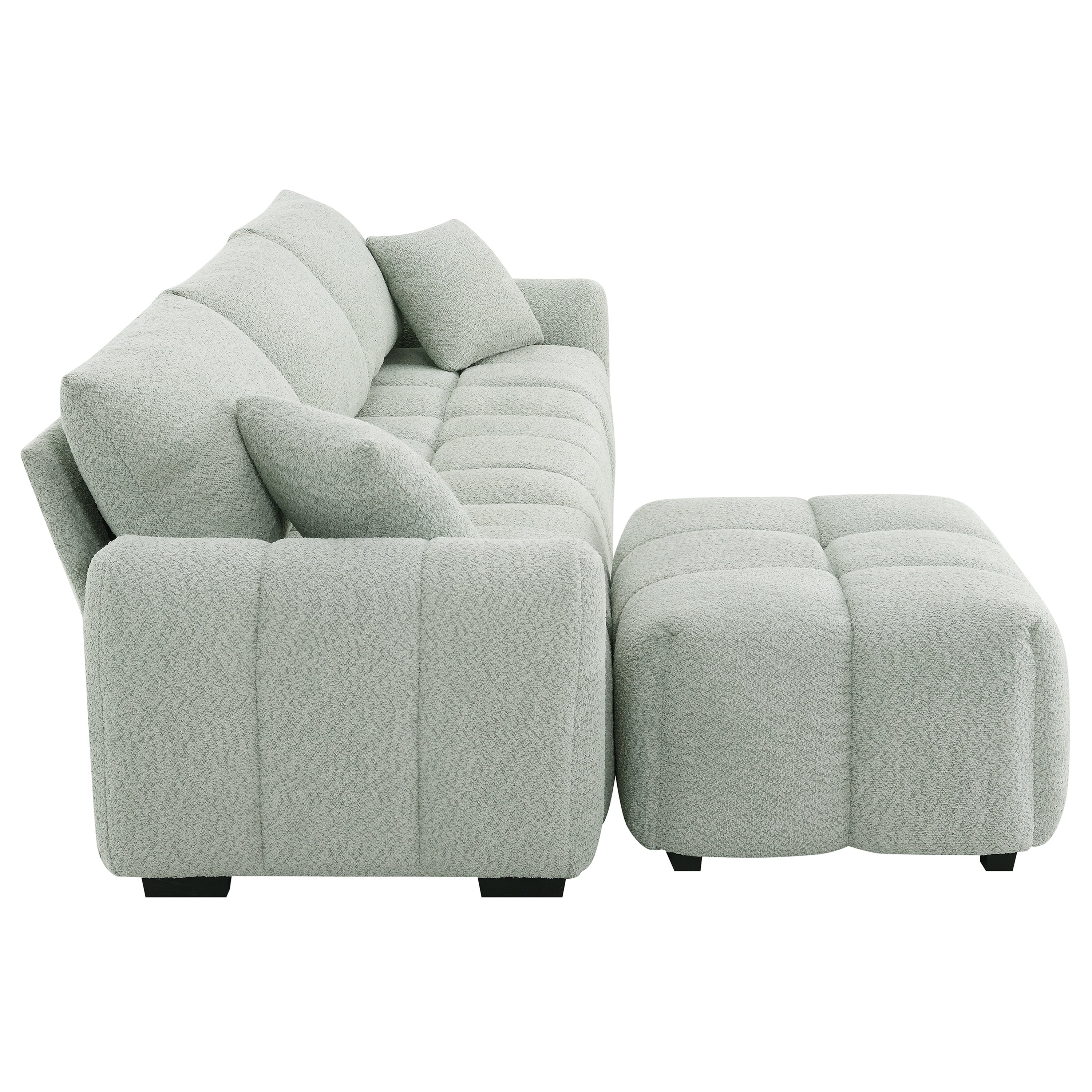 [VIDEO] 110' Modular Sectional Sofa, L Shape with Extra-large Seat, Pull-line Design, Movable Ottoman, High Density Foam, Free Combination, Sturdy Metal&Wood Frame, Boucle Fabric, 3 Colors