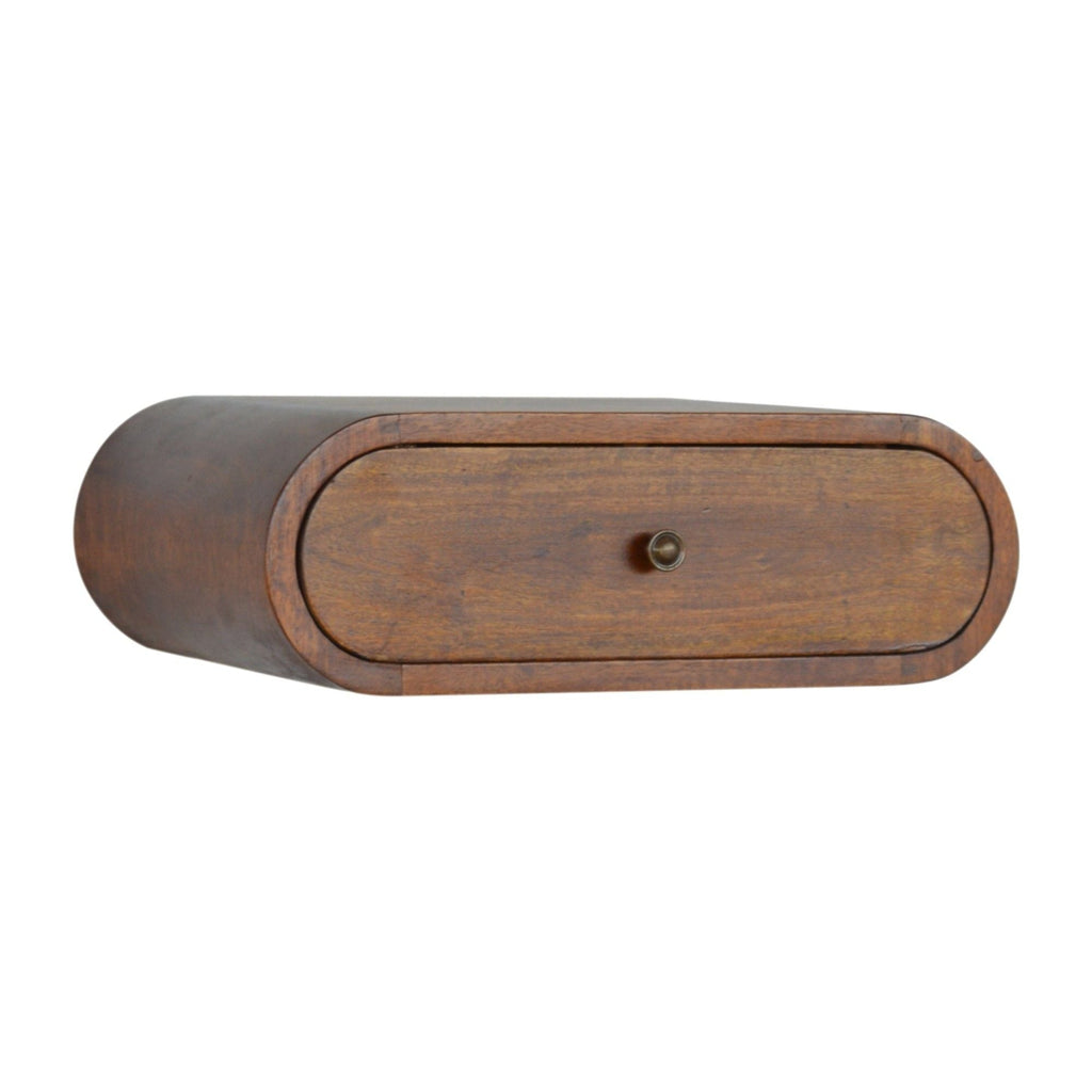 Wall Mounted Round Bedside Table - Chestnut