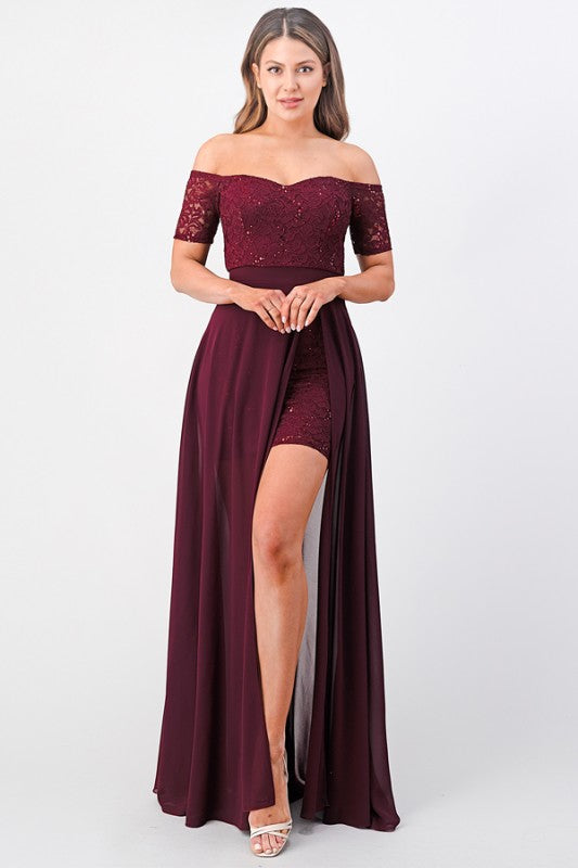 Off the shoulder sequin lace dress