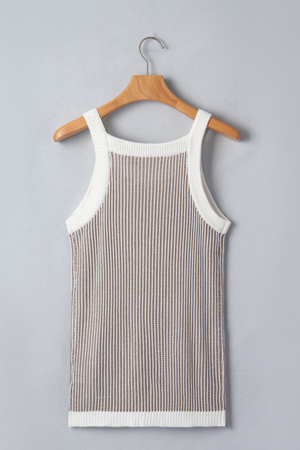 Ribbed Knit Contrast Trim Sweater Tank Top