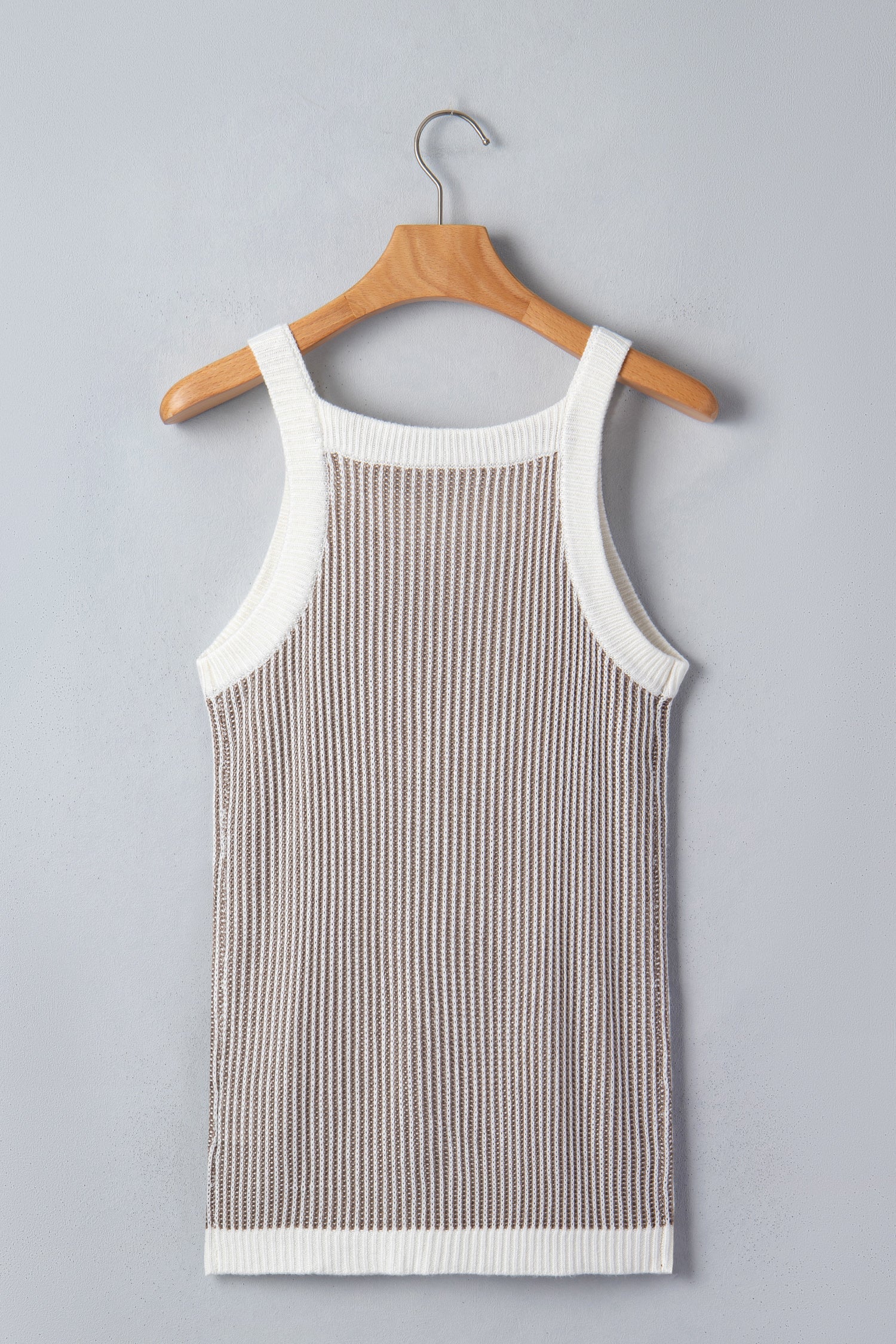 Ribbed Knit Contrast Trim Sweater Tank Top
