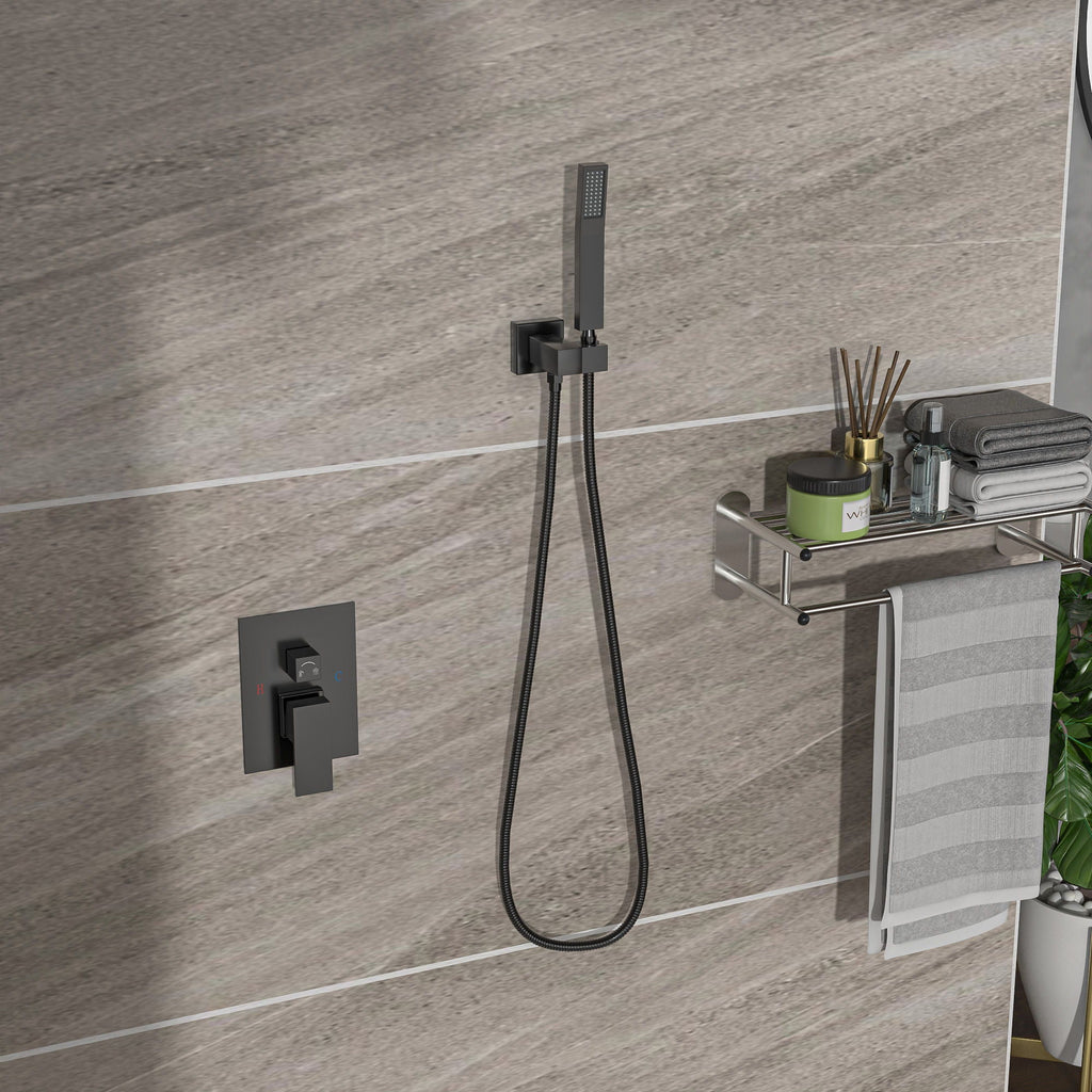 10" Square Dual Shower Head System Wall Mounted With Rough In Valve Modern Bathroom Fixture
