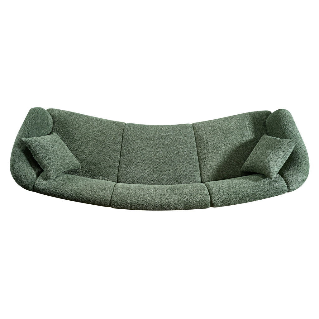 98.5 ' Curved Designed Contemporary 3-Seater Sofa in Green: Plush Seating, Streamlined Design, and Durable Frame – Ideal for Stylish Living Spaces