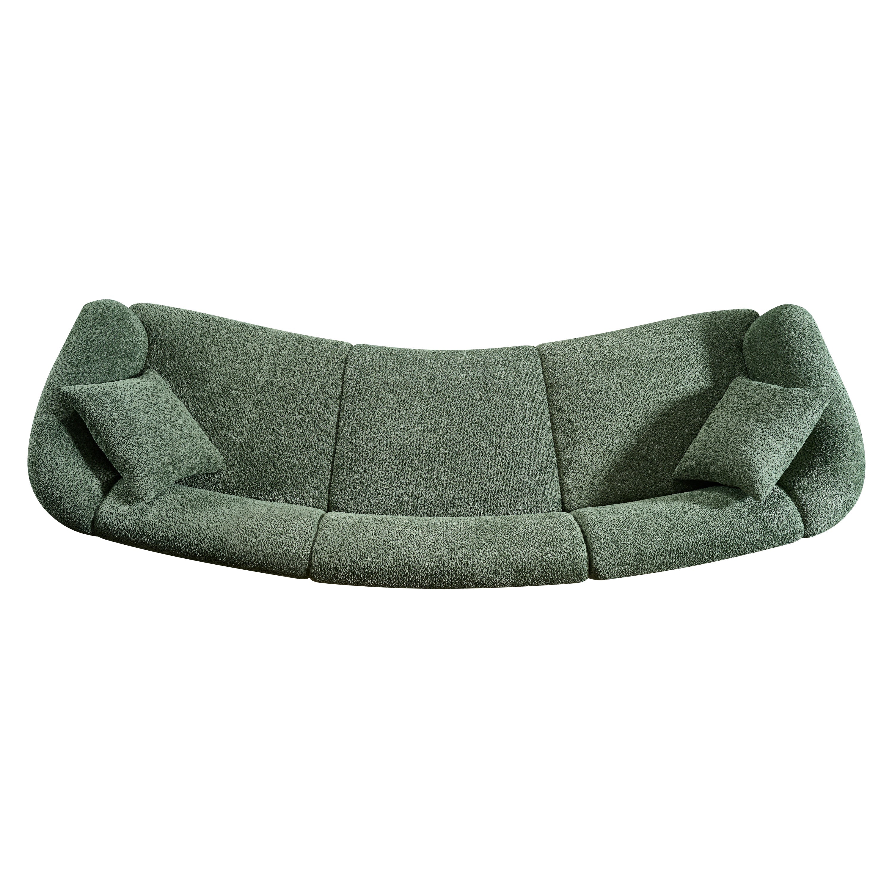 98.5 ' Curved Designed Contemporary 3-Seater Sofa in Green: Plush Seating, Streamlined Design, and Durable Frame – Ideal for Stylish Living Spaces