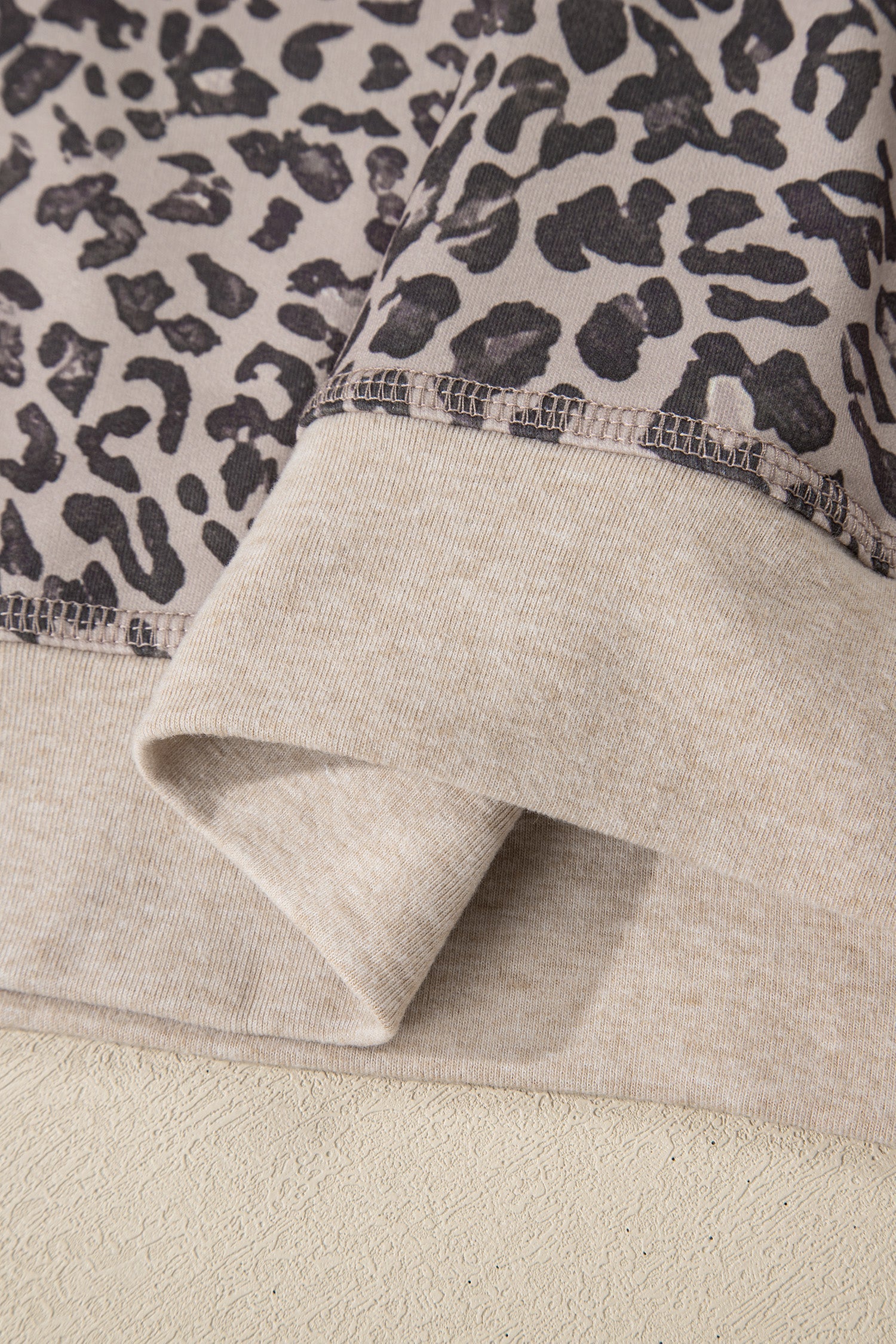 Leopard Patchwork Crew Neck Sweatshirt