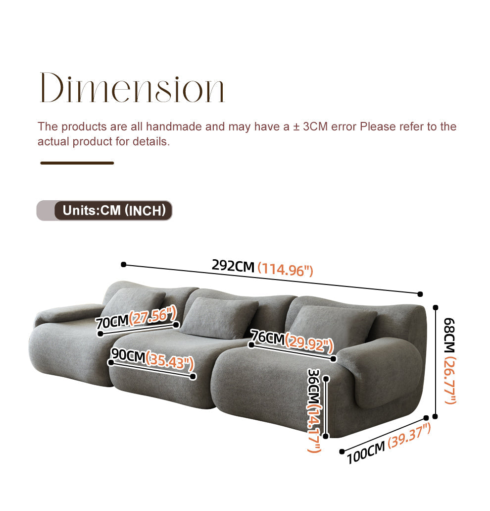Modular Sectional Sofa, Compressed Sectional Sofa Modern Minimalist Style Couch, Bedroom, Comfy Compressed Sofa Couch Space-Efficient Light Gray