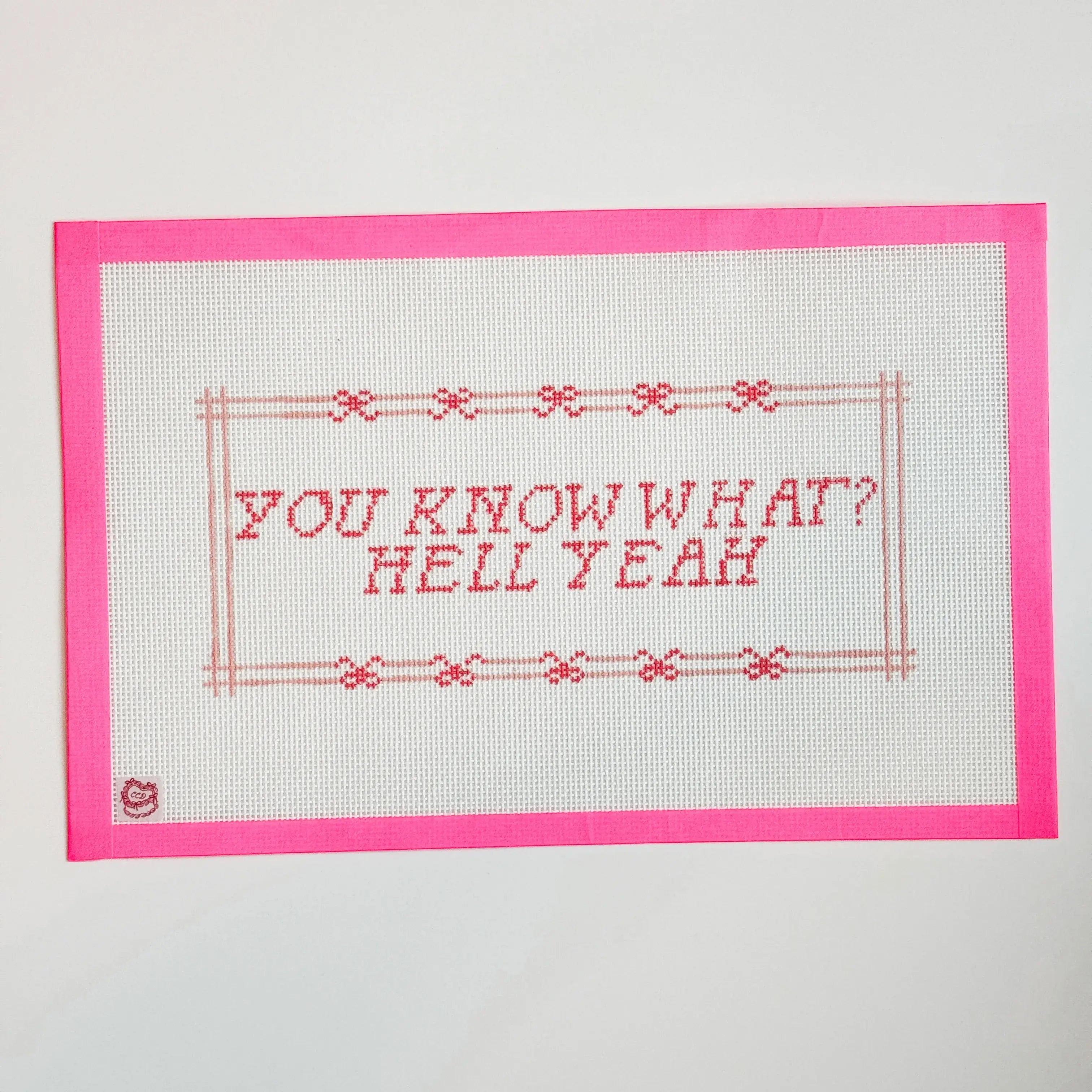Cotswold Co Designs - Cheeky Saying Bow Needlepoint Canvas 13 Mesh 10x6”