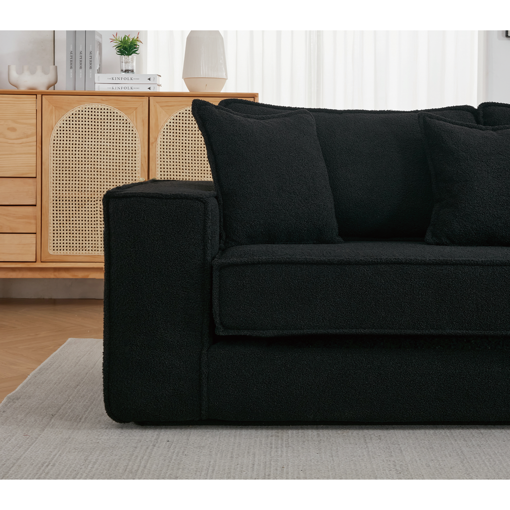 [NEW ARRIVED] [VIDEO PROVIDED]  Folding Convertible Out Sleeper Sofa Bed,2-in-1,  Combination Convertible Sofa,3 seat, Upholstered,Fold Out Floor Gaming Sofa Bed , Lamb Velvet Fabric,Living Room,Black
