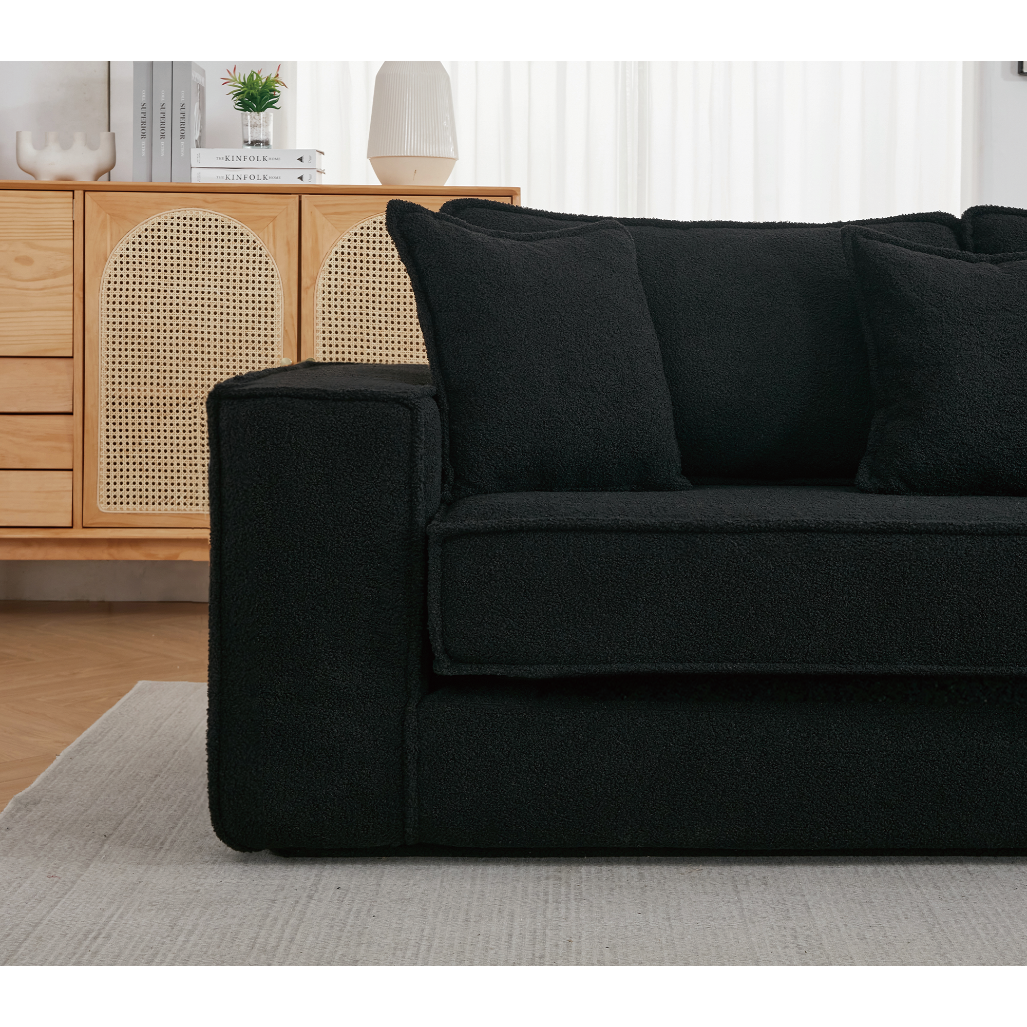 [NEW ARRIVED] [VIDEO PROVIDED]  Folding Convertible Out Sleeper Sofa Bed,2-in-1,  Combination Convertible Sofa,3 seat, Upholstered,Fold Out Floor Gaming Sofa Bed , Lamb Velvet Fabric,Living Room,Black