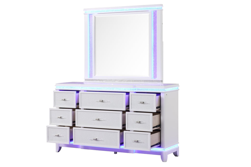 OPIUM King 5 Pc Bedroom set in Milky White(NJ INVENTORY)