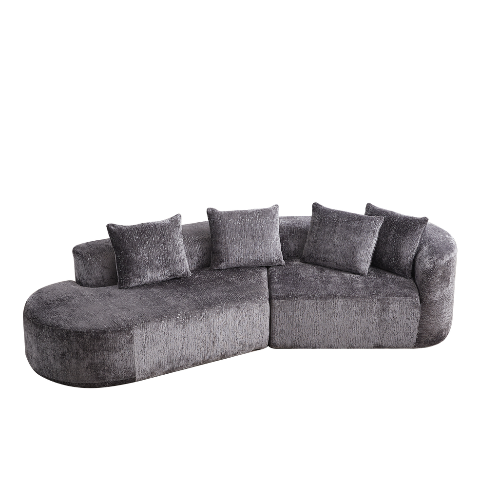 Modern Upholstered Oversized Sectional Sofa, 114-Inch Chenille 4-Seater Extra Deep & Wide Seat Curved Cloud Couch with 4 Throw Pillows, Free Combination Sofa Couch for Living Room,Bedroom