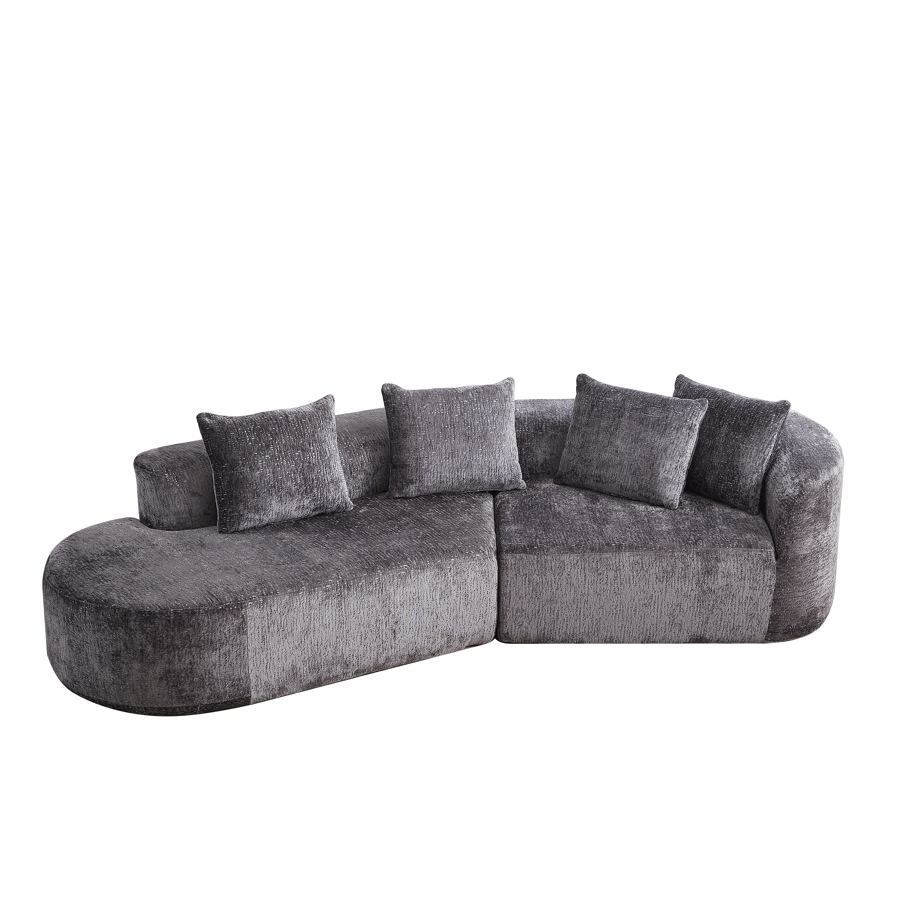 Modern Upholstered Oversized Sectional Sofa, 114-Inch Chenille 4-Seater Extra Deep & Wide Seat Curved Cloud Couch with 4 Throw Pillows, Free Combination Sofa Couch for Living Room,Bedroom