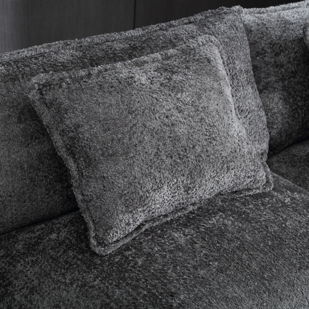 UNITED WE WIN 112' Oversized Sectional Sofa Cloud Couch for Living Room, Modern Chenille L Shaped Couch, Comfy Boucle Modular Sofa Sleeper with Moveable Ottoman & Memory Foam