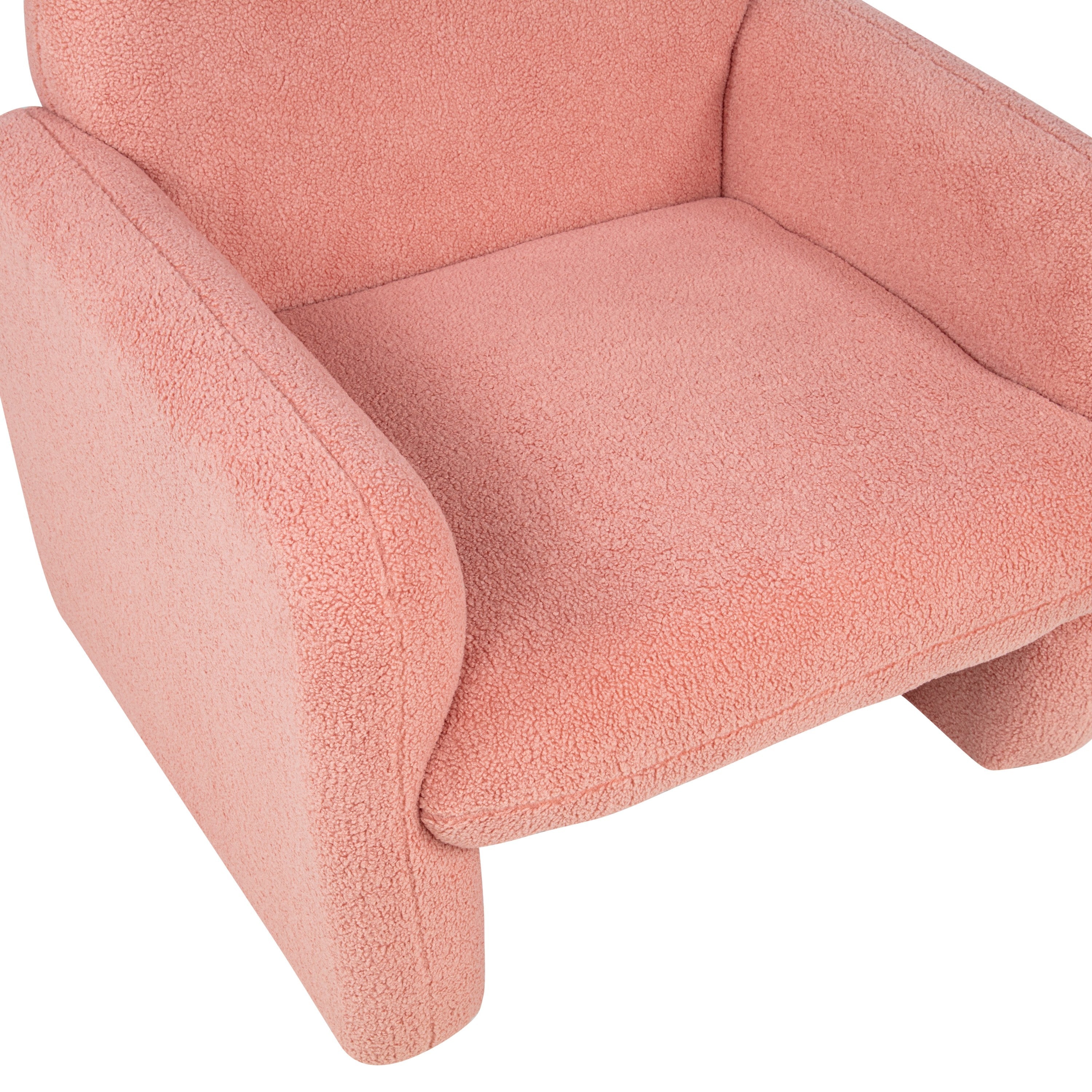 Stylish and Minimalist Teddy Fleece Single Sofa Chair with Arms and Pillow, Armchair, Accent Chair for Living Room, Bedroom, Study,Pink