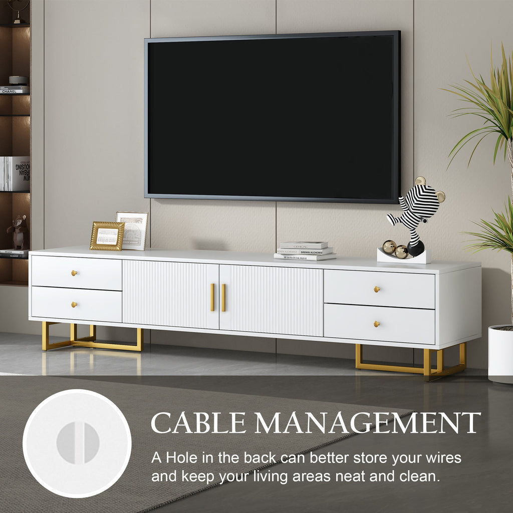U-Can TV Stand for 65+ Inch TV, Entertainment Center TV Media Console Table, Modern TV Stand with Storage, TV Console Cabinet Furniture for Living Room