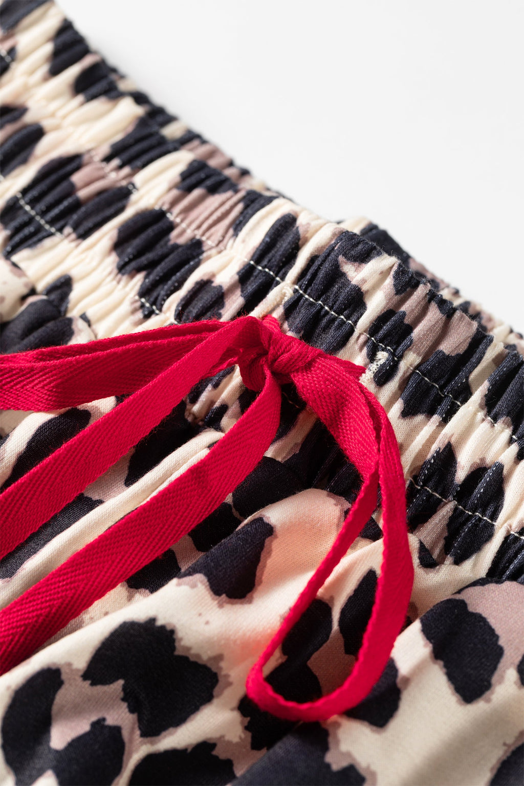Leopard Tie Waist Contrast Detail Casual Pants
