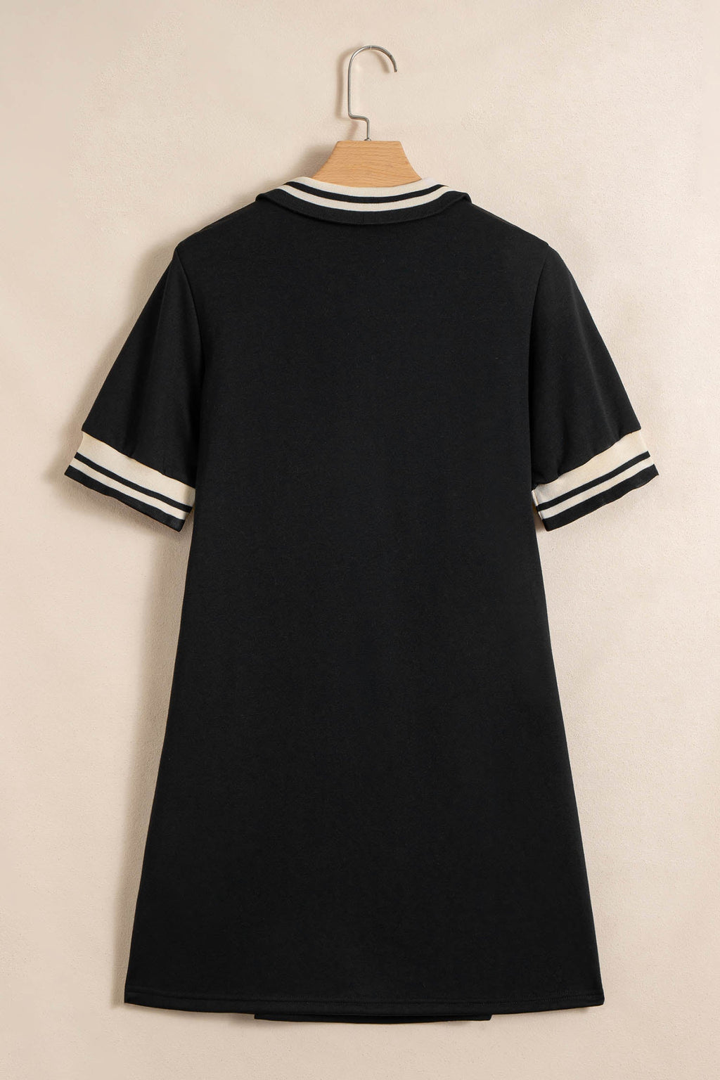 Stripe Trim Zipped Polo Collar Tee Dress