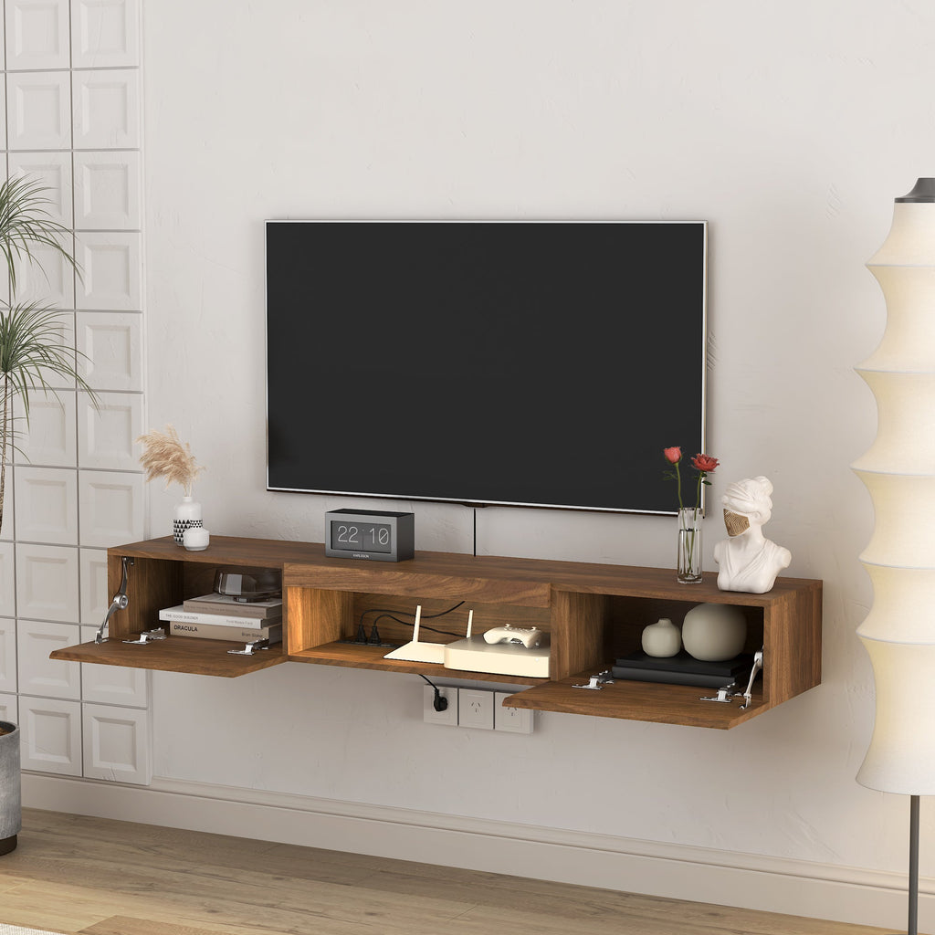 Floating TV Stand Wall Mounted with 16 Color LEDs,63' Modern TV Stand,Floating TV Cabinet Entertainment Center for 55 60 65 Inch TV
