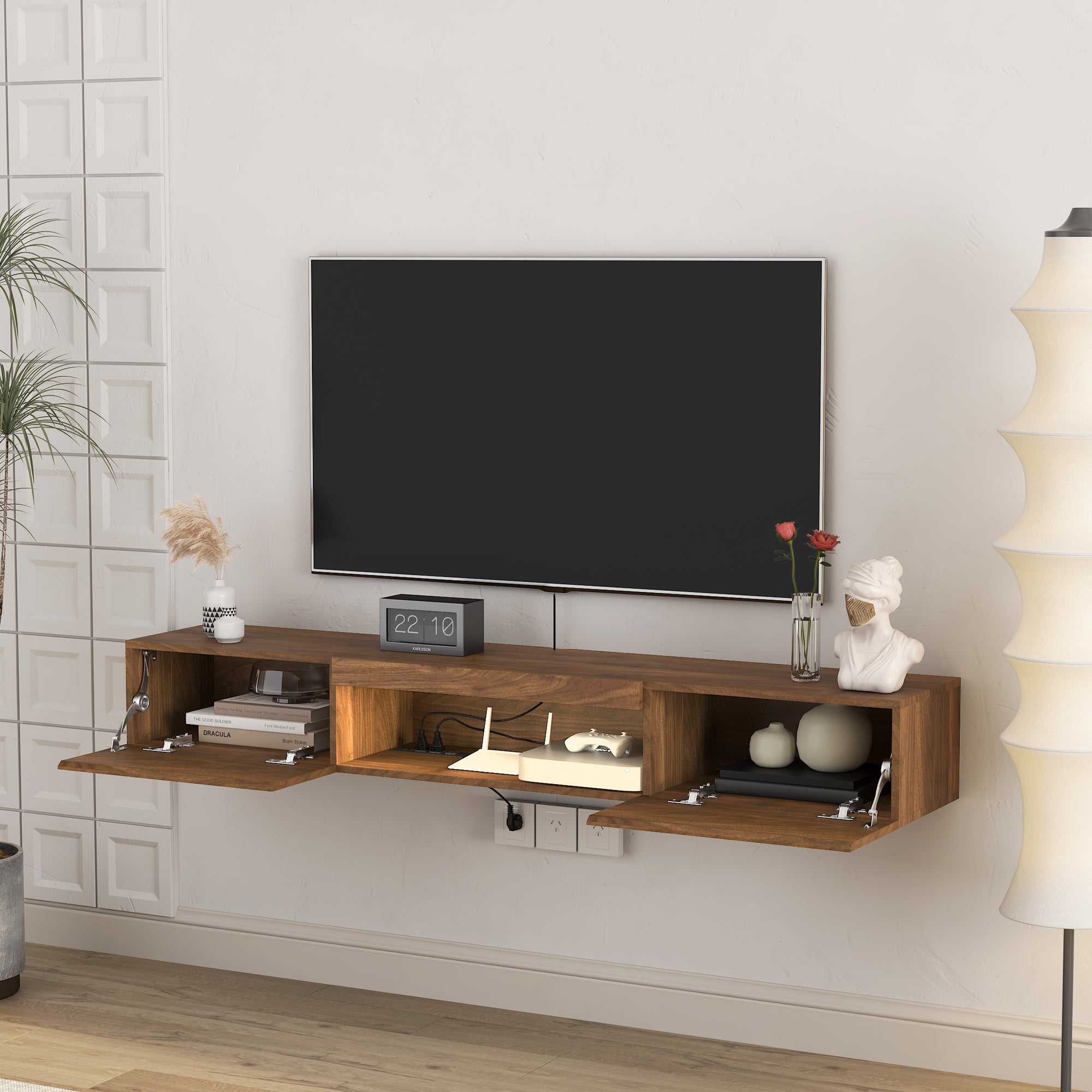 Floating TV Stand Wall Mounted with 16 Color LEDs,63' Modern TV Stand,Floating TV Cabinet Entertainment Center for 55 60 65 Inch TV