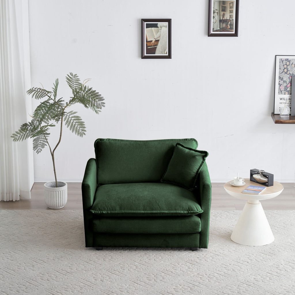 2-Piece Upholstered Sofa, Living Room Sectional Sofa Set Modern Sofa Couches Set , Deep Seat Sofa for Living Room Apartment, 1+3 Seat Green Chenille