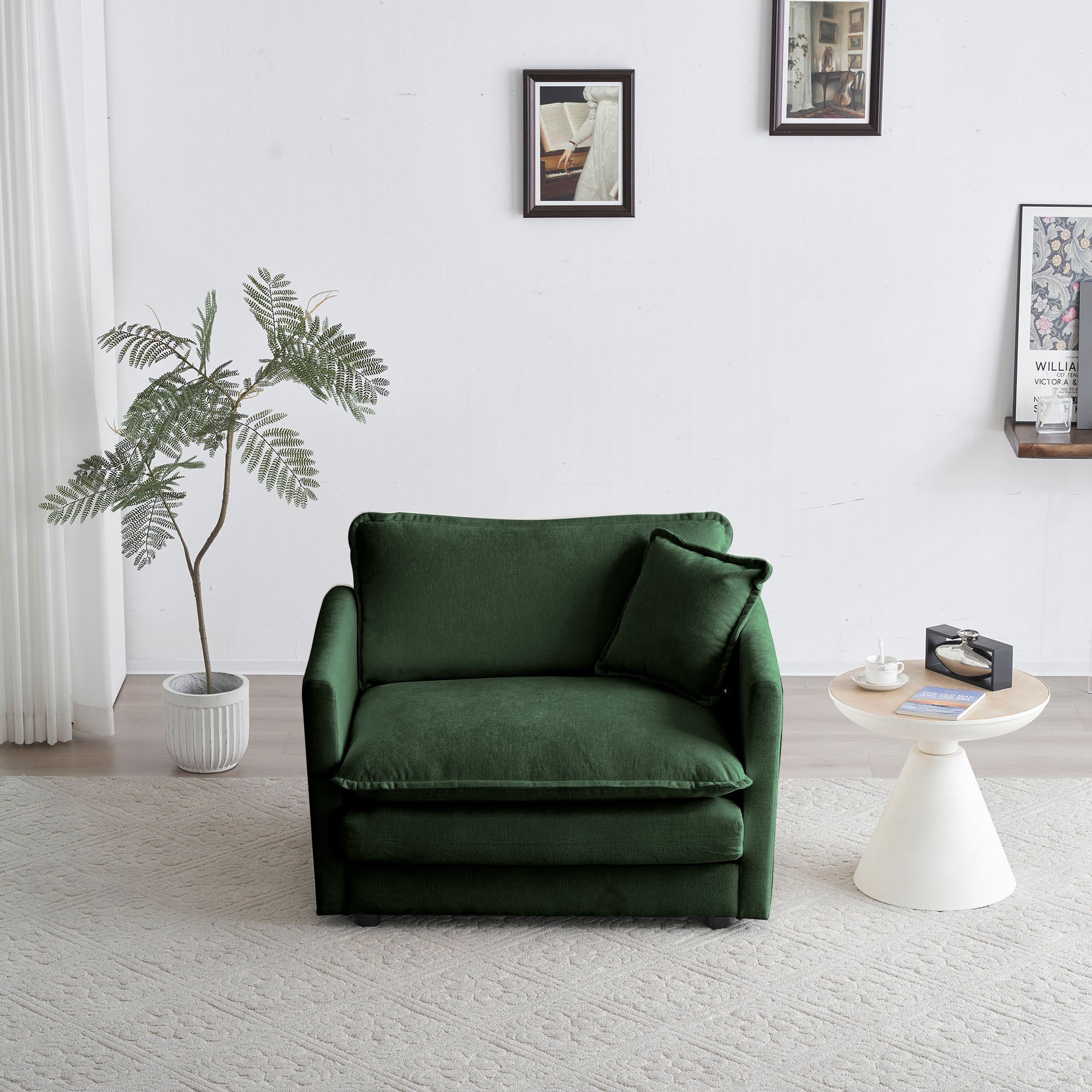 2-Piece Upholstered Sofa, Living Room Sectional Sofa Set Modern Sofa Couches Set , Deep Seat Sofa for Living Room Apartment, 1+3 Seat Green Chenille