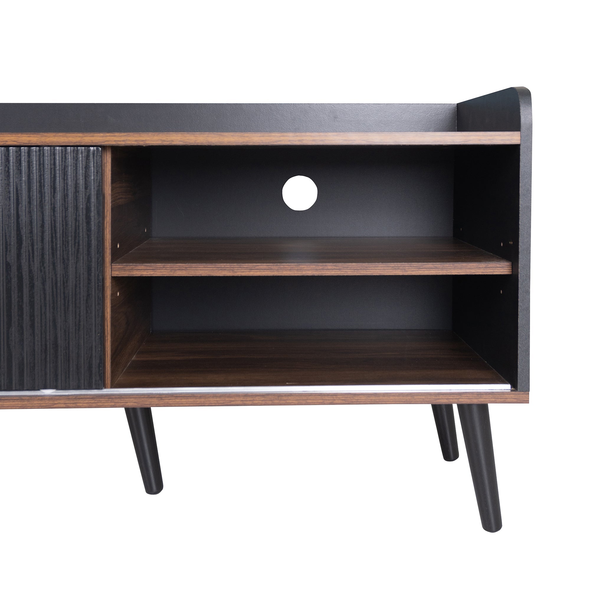 63'' Mid Century TV Stand with 2 Cabinets&  Open Compartments, Entertainment Center for TVs up to 70'', Television Console for Living Room, Bedroom, Home Theatre