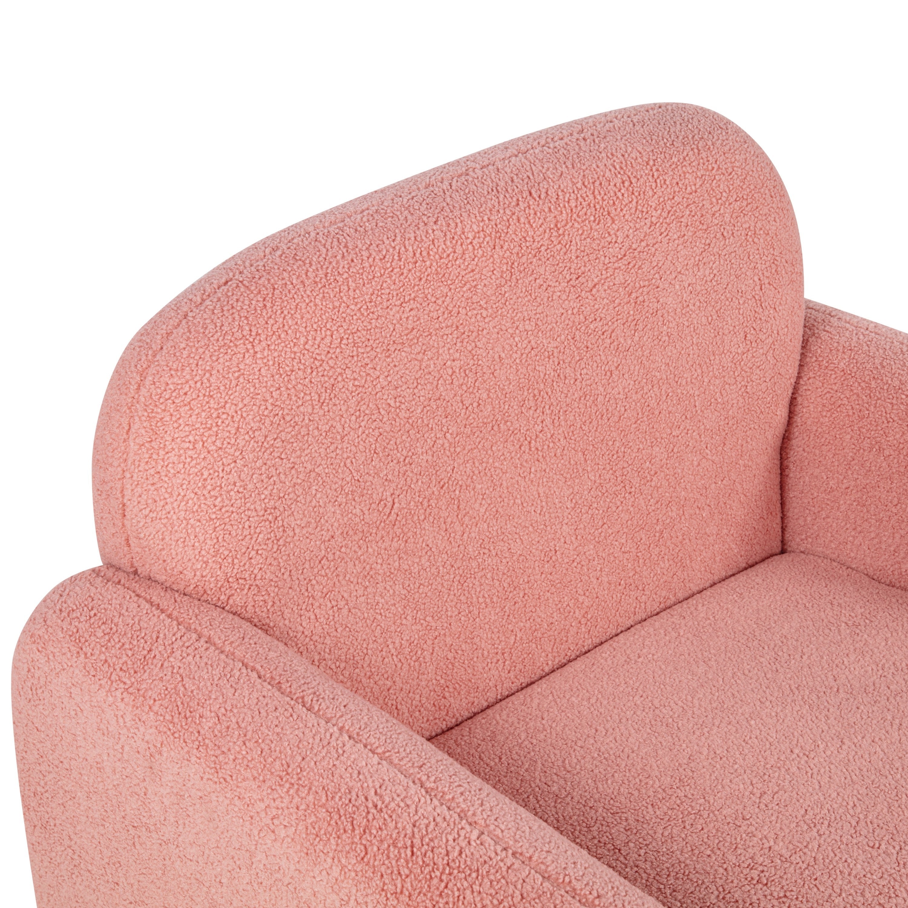Stylish and Minimalist Teddy Fleece Single Sofa Chair with Arms and Pillow, Armchair, Accent Chair for Living Room, Bedroom, Study,Pink