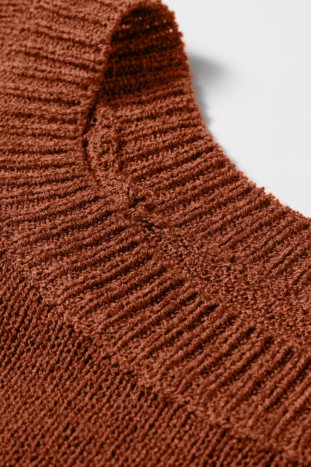 Ribbed Knit Round Neck 3/4 Sleeve Sweater