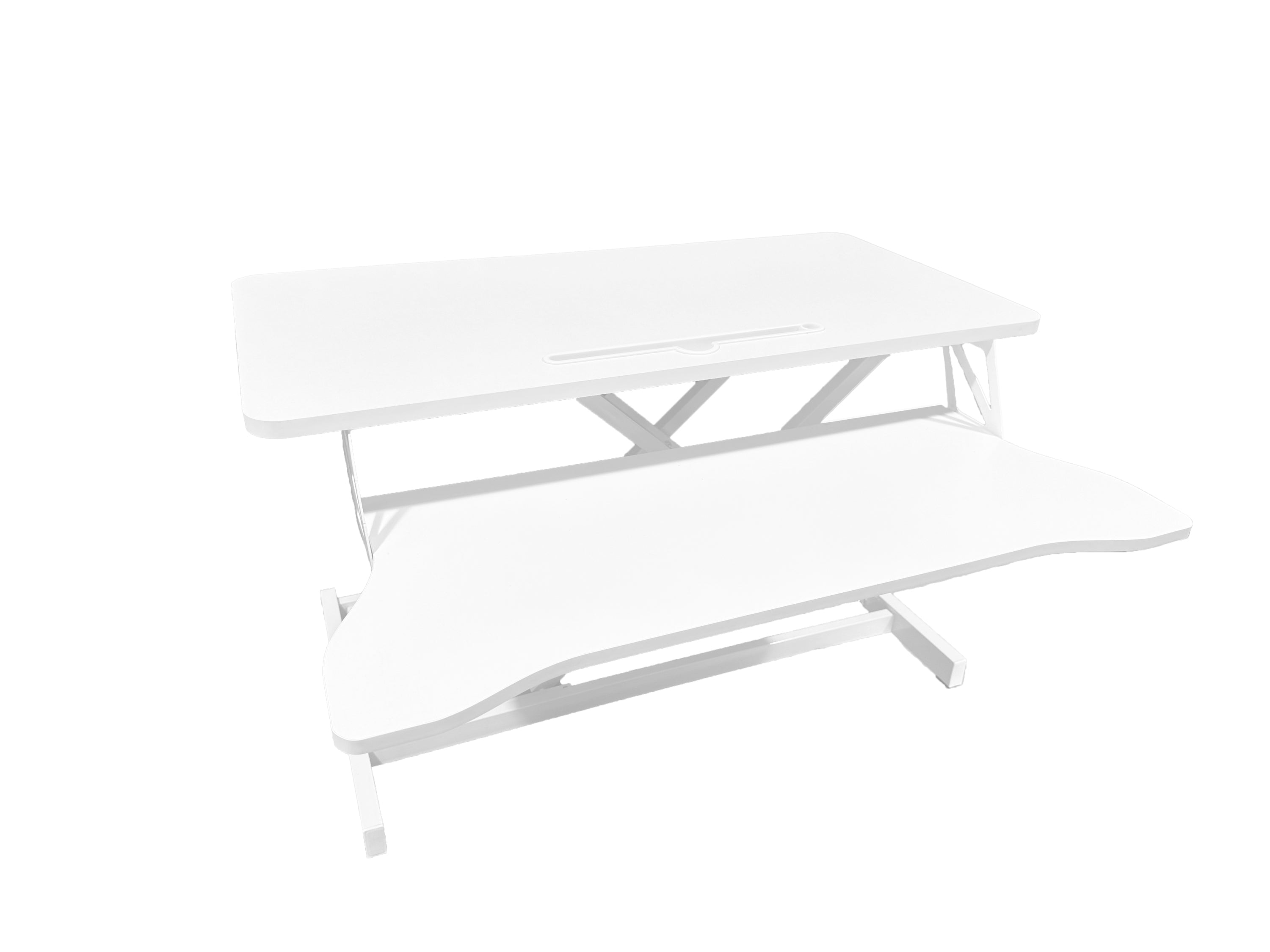 32 Inch Desk Converter, Height Adjustable Sit to Stand Riser, Dual Monitor and Laptop Workstation with Wide Keyboard Tray, Standing Computer Desk, WHITE ( BACK TO SCHOOL )