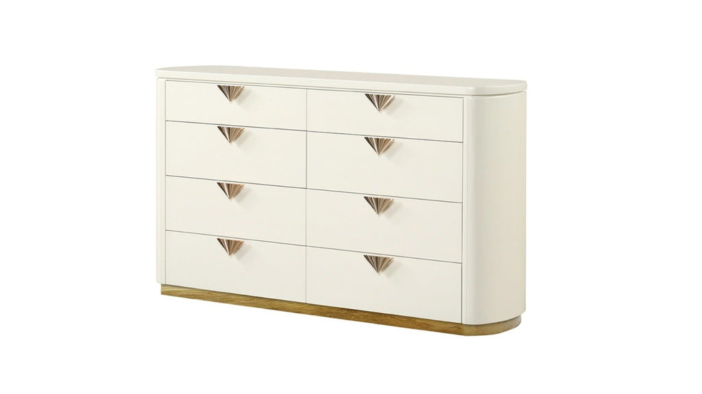 La Pierre Modern Style 4 Pc King Upholstered Bedroom Set Made with Wood and Gold Accents in Beige(NJ INVENTORY)