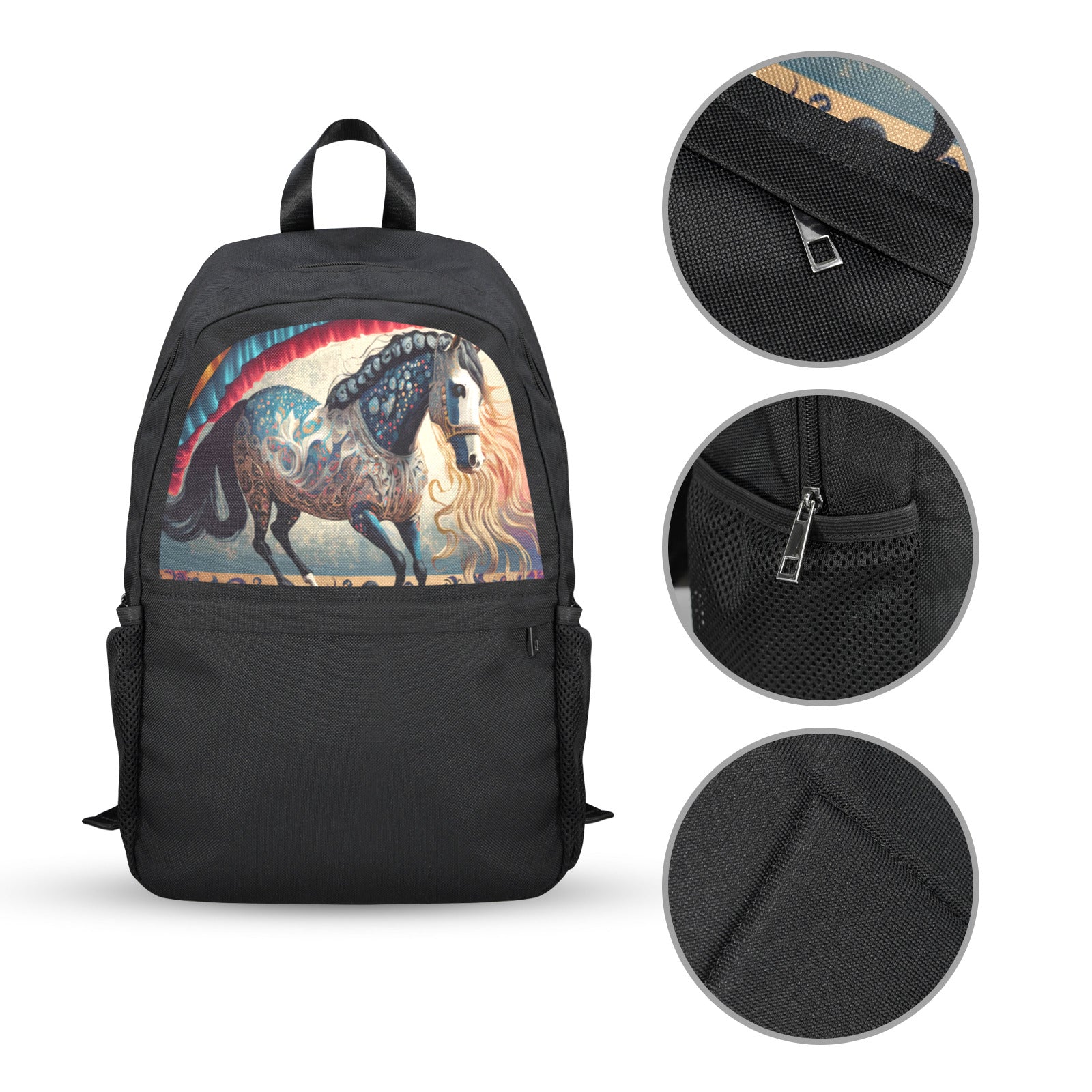 Bejeweled Horse Casual Backpack | Upper Part Printing