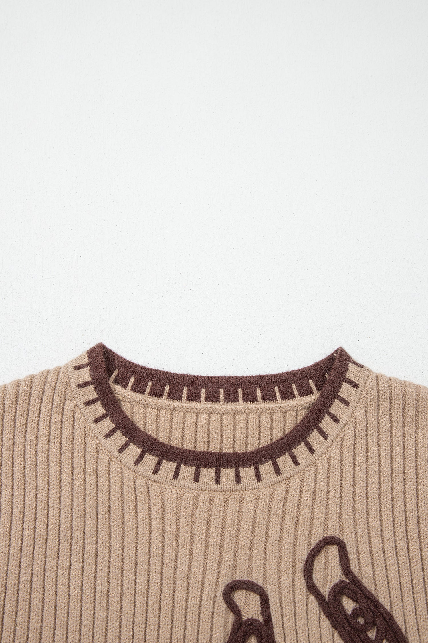 Western Horseshoe Ribbed Knit Sweater Top