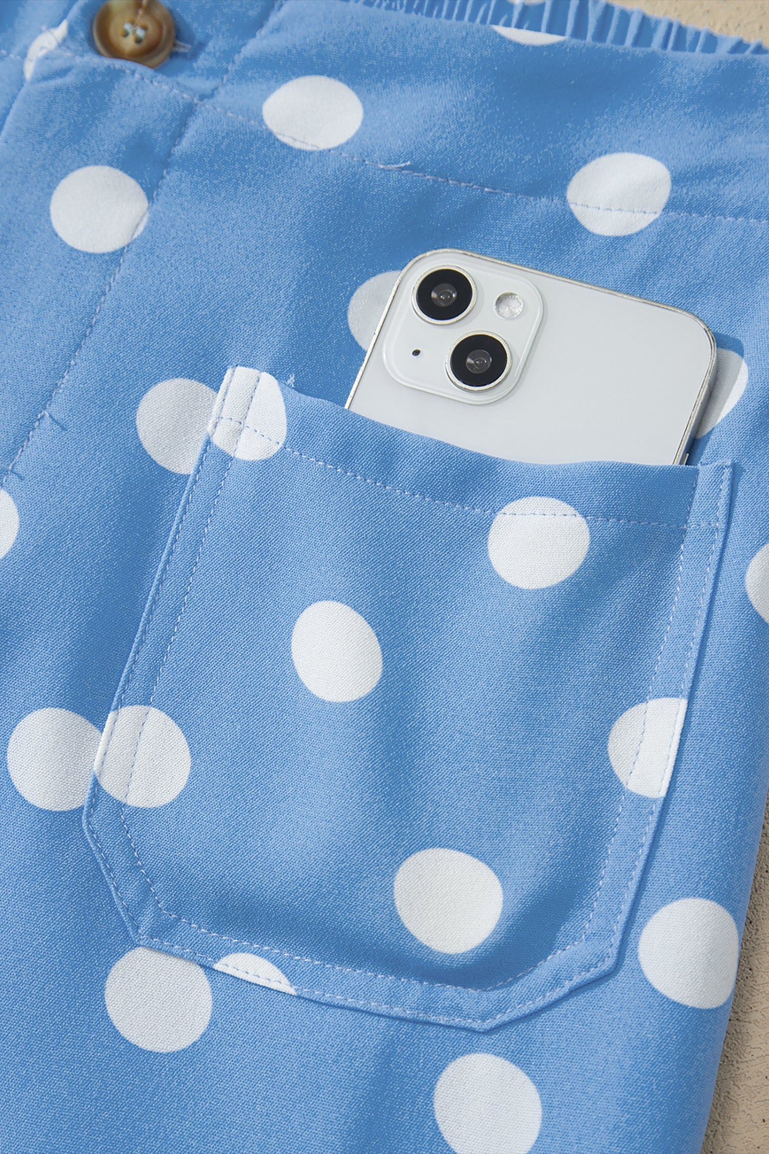 Polka Dot Patch Pocket Straight Leg Pants
