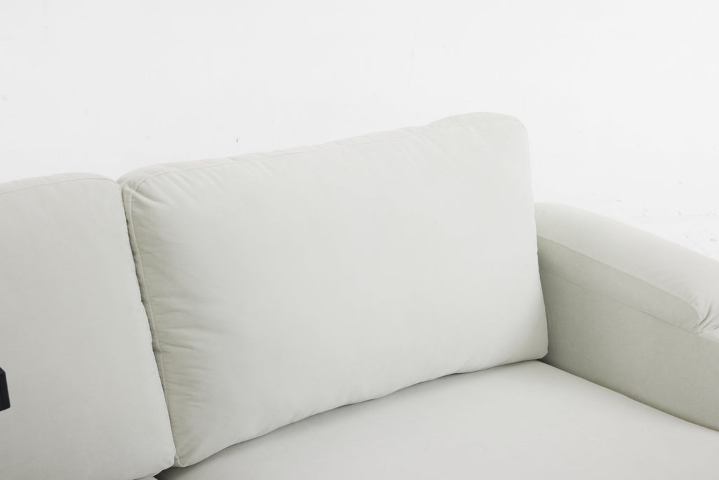Pull-out sofa bed, chenille material, pull-out queen sofa bed, with USB charging, mobile phone holder, memory sofa, removable and washable cushions, suitable for living room, bedroom, apartment, white