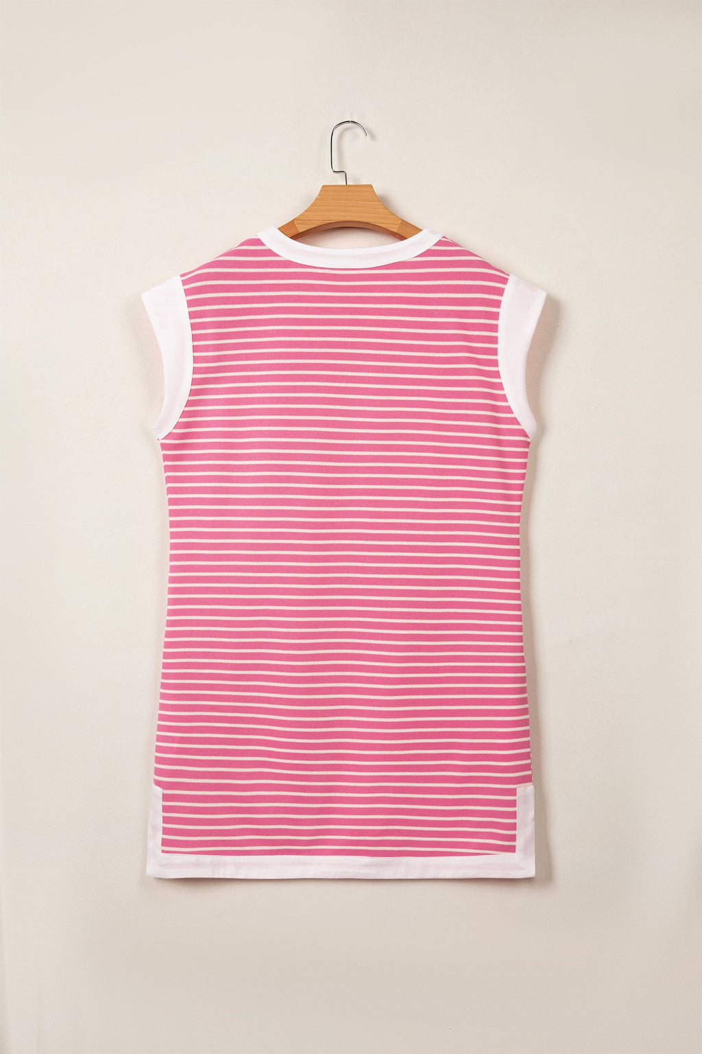 Stripe Colorblock Notched Neck Sleeveless Mini Dress