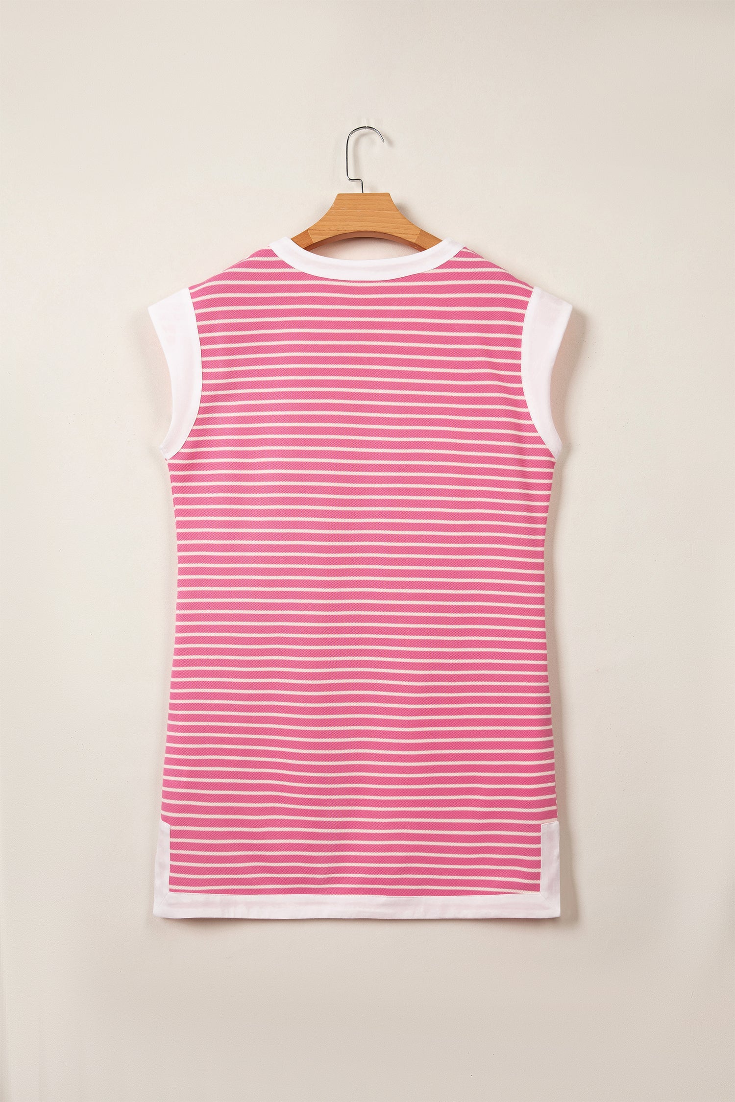 Stripe Colorblock Notched Neck Sleeveless Mini Dress