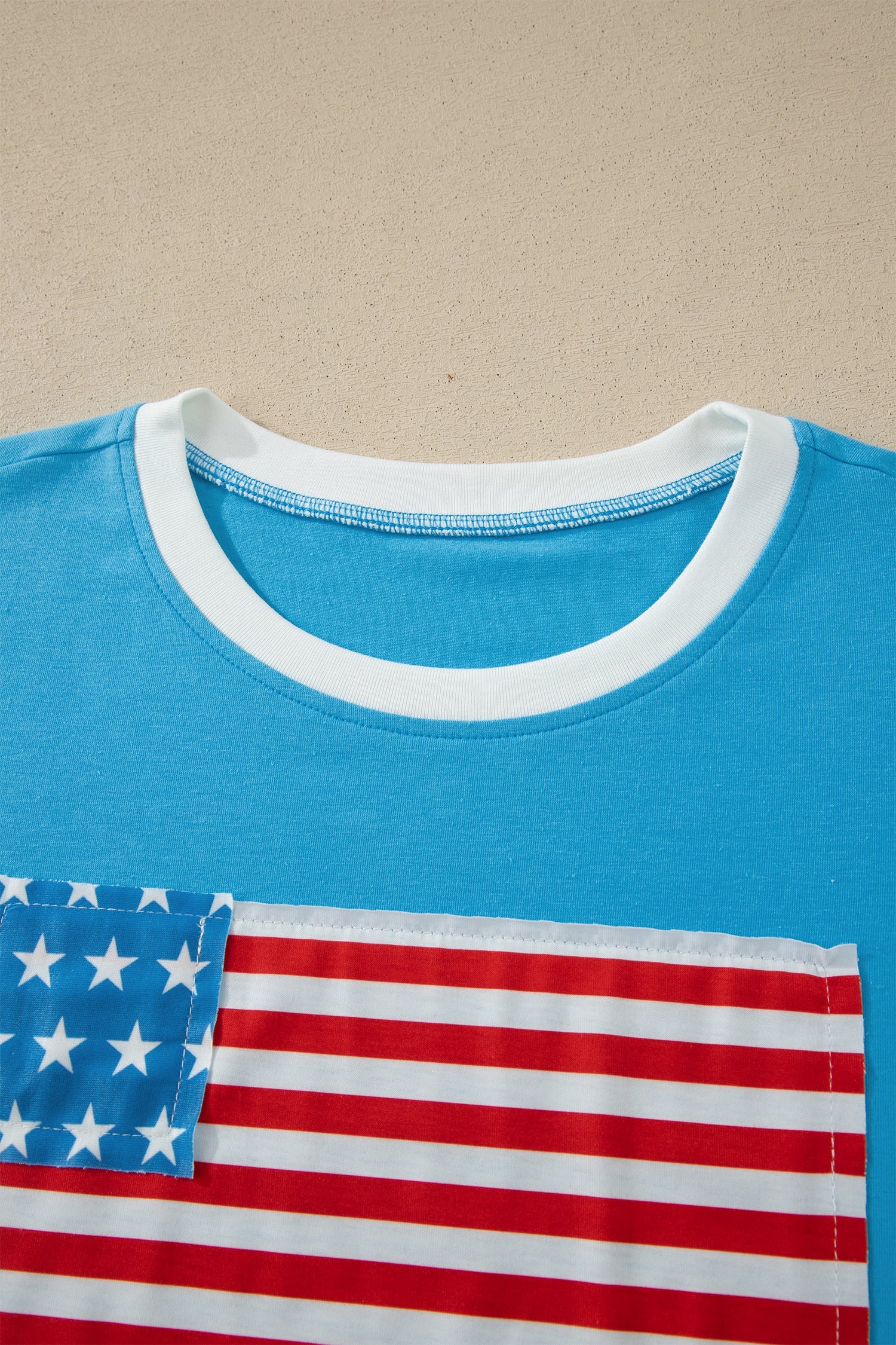 July 4th Flag Stripe Patchwork Colorblock T-Shirt
