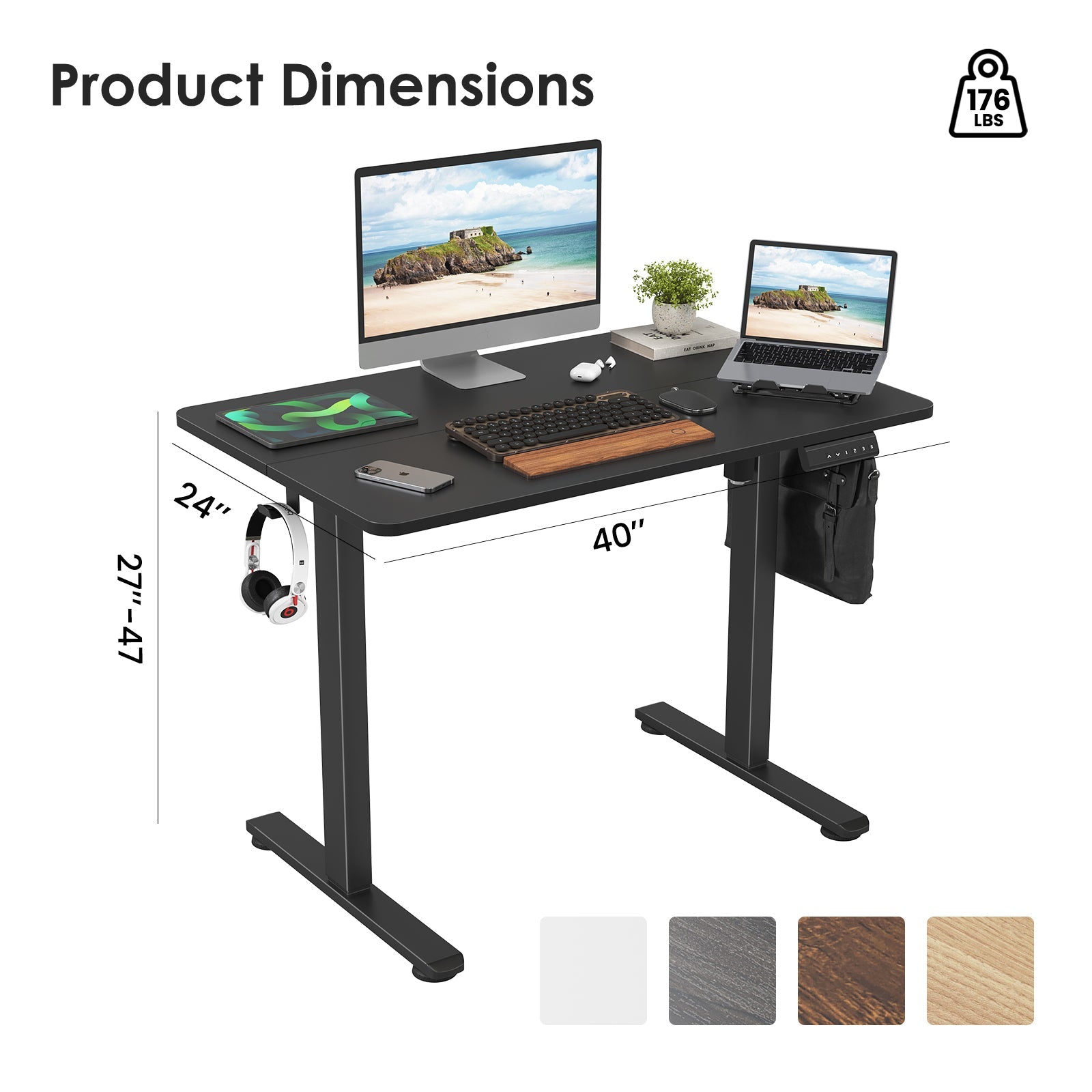 STARY Electric Standing Desk Adjustable Height Sit Stand Home Office Desk with Splice Board