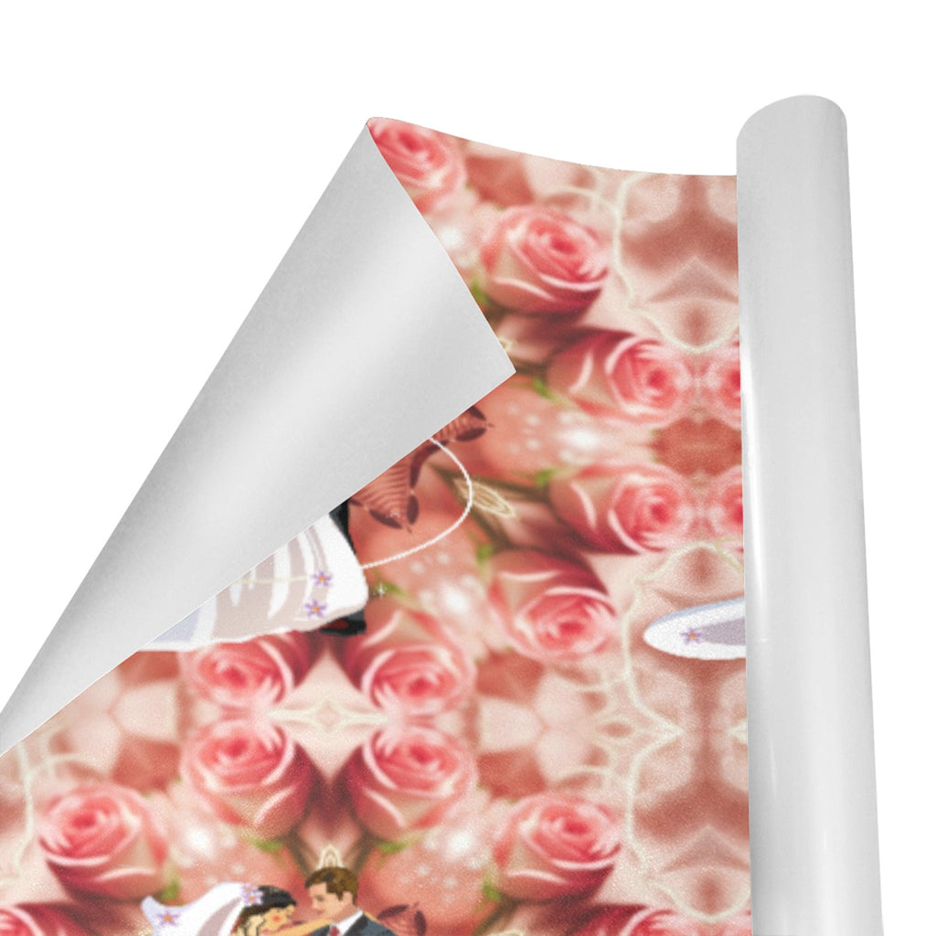 Bride and Groom with Roses Custom Gift Wrapping Paper - 58"x 23" (Made in USA)