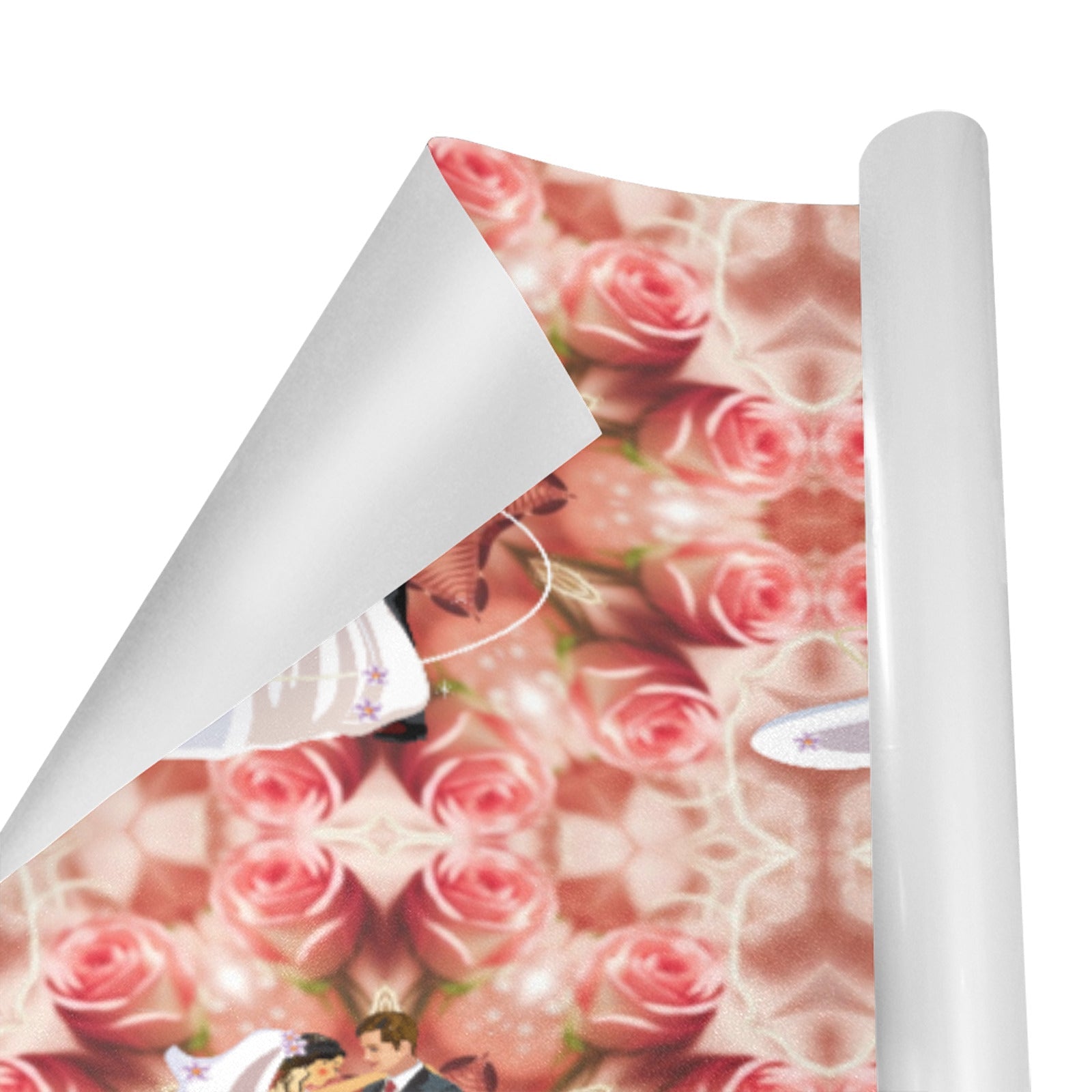 Bride and Groom with Roses Custom Gift Wrapping Paper - 58"x 23" (Made in USA)