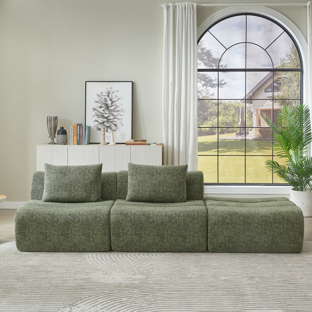 Oversized 3 Seater Compressed Sofa with Chenille Fabric, No Assembly, Space-Saving for Living Room, Apartment