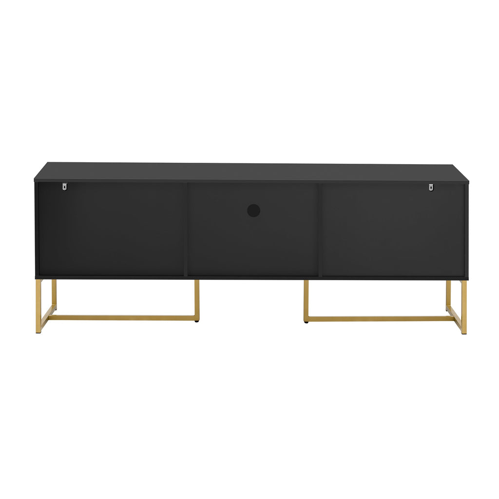 U-Can Modern TV Stand for TV up to 70 Inches,TV Cabinet with 1 Drawer, 2 Cabinets and Metal Legs, Handles and Anti-tip Device for Living room