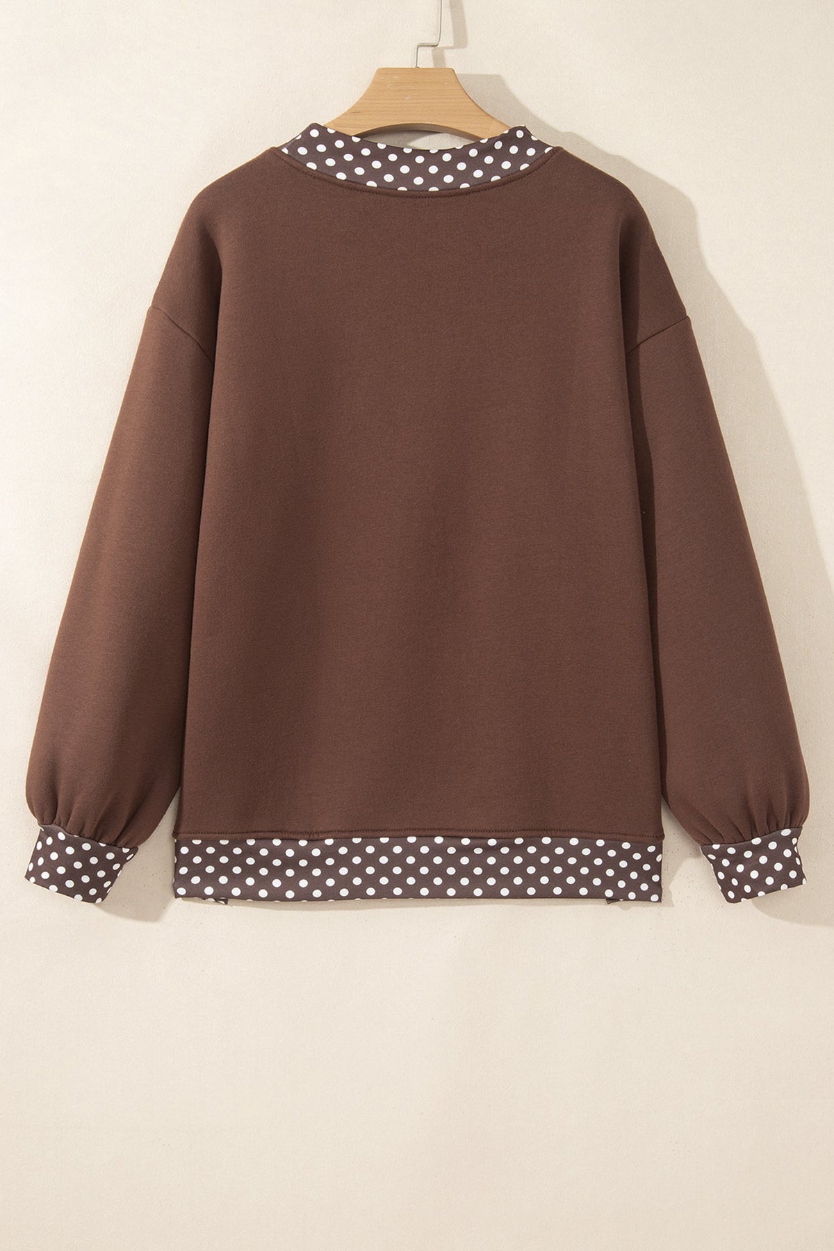 Polka Dot Contrast Trim Mock Neck Sweatshirt