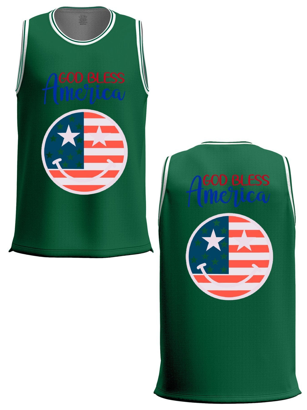 God Bless America Adult Green Basketball Jersey | Ships From USA